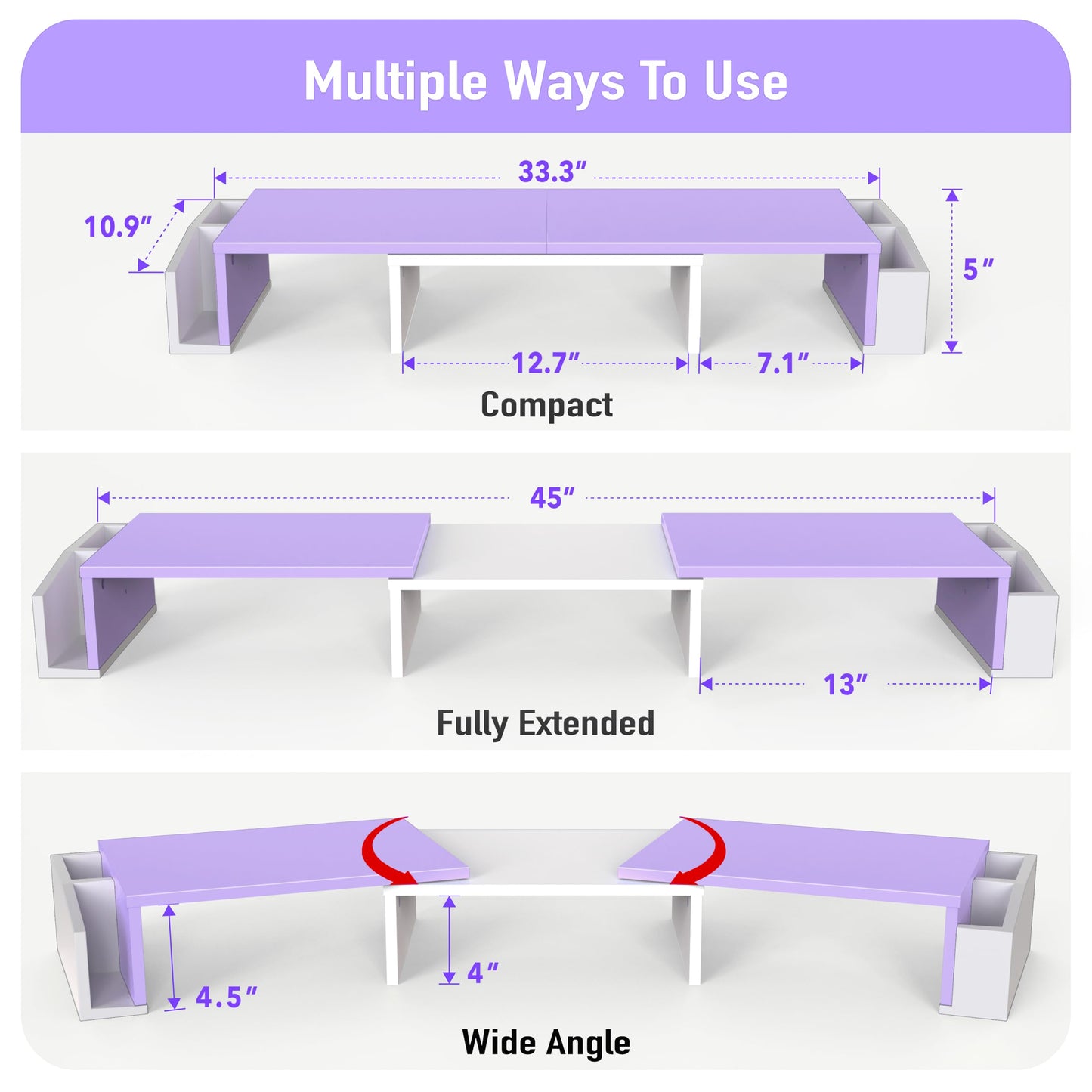 Simple Houseware Desk Dual Monitor Stand Riser with Drawer, Purple