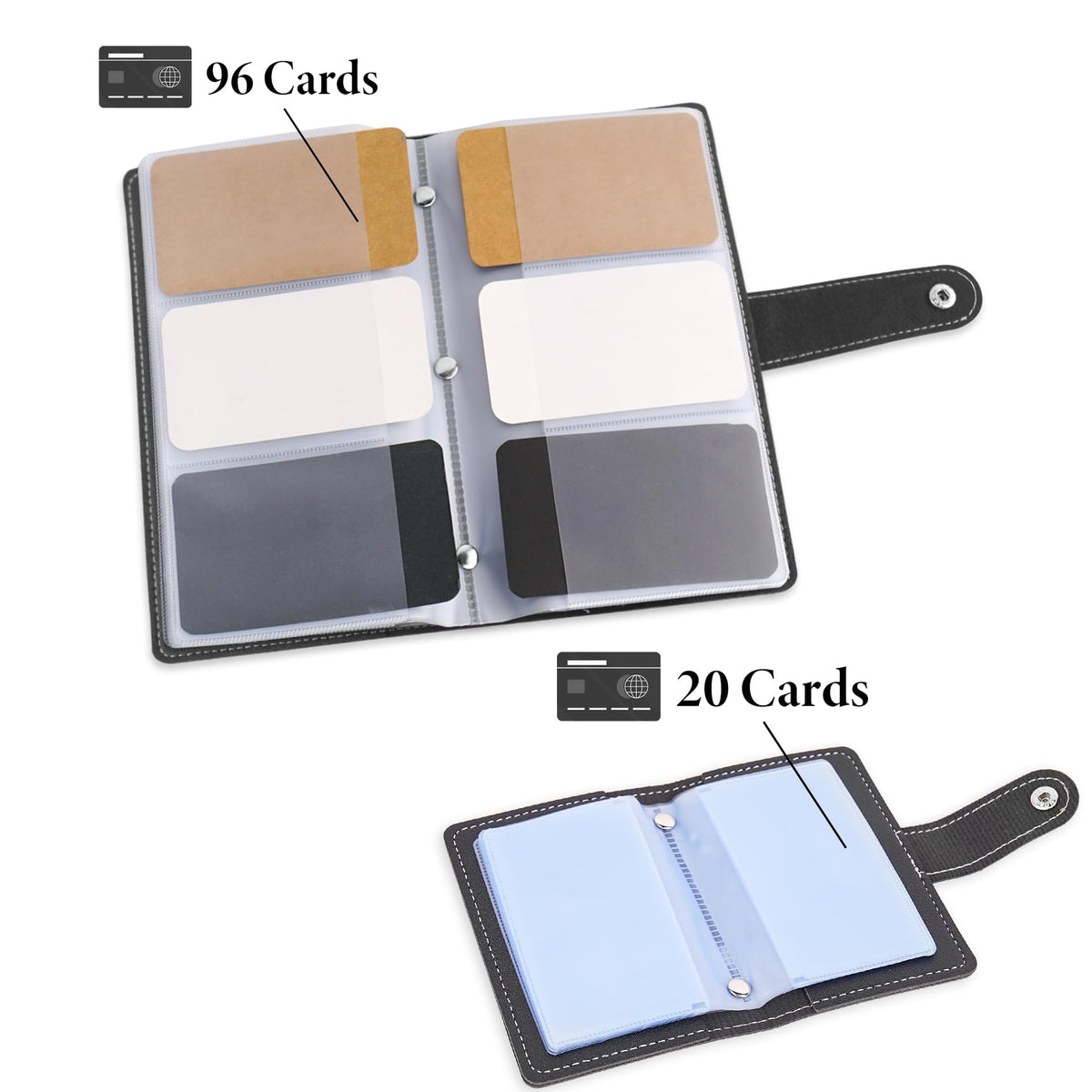 lizimandu 2 Pieces Business Card Holder, PU Leather Business Card Case Pocket Business Name Card