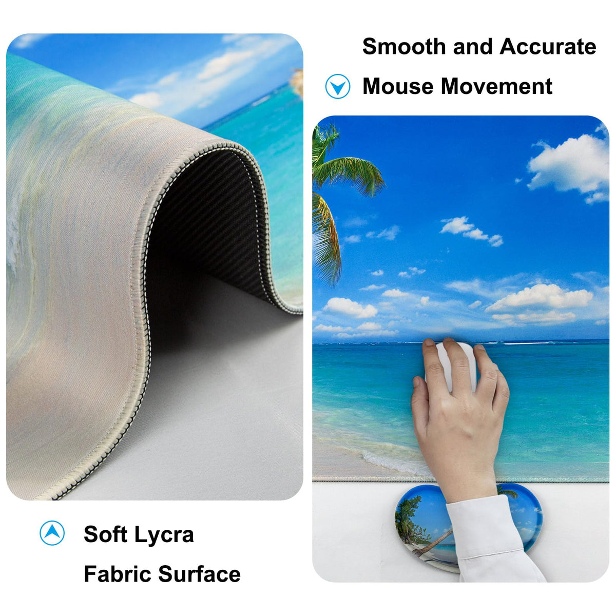 4 in 1 Mouse Pad and Keyboard Wrist Rest,Large Desk Mat,Coaster Set-Sea