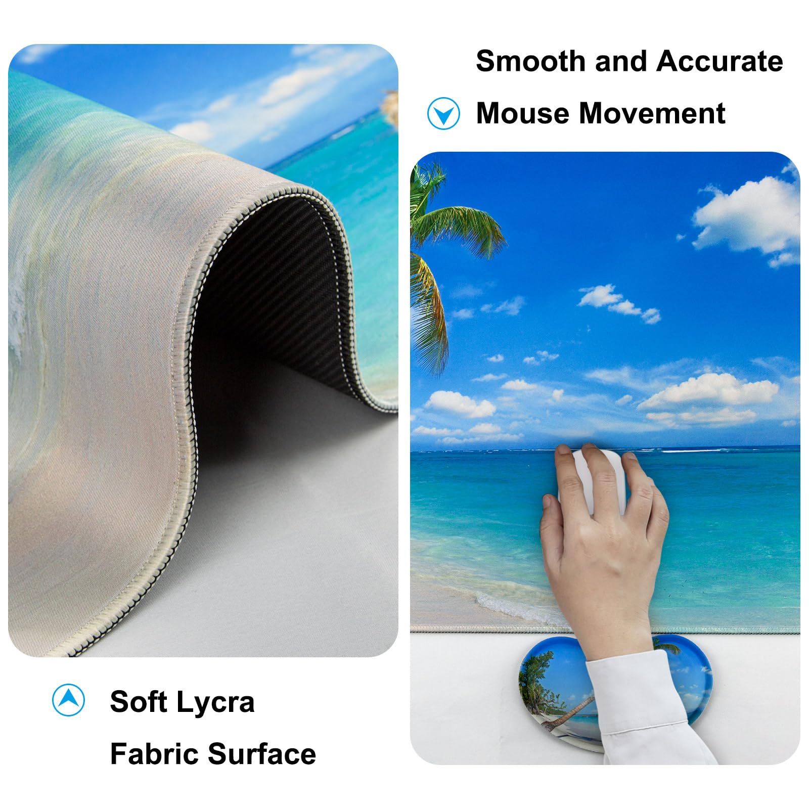4 in 1 Mouse Pad and Keyboard Wrist Rest,Large Desk Mat,Coaster Set-Sea