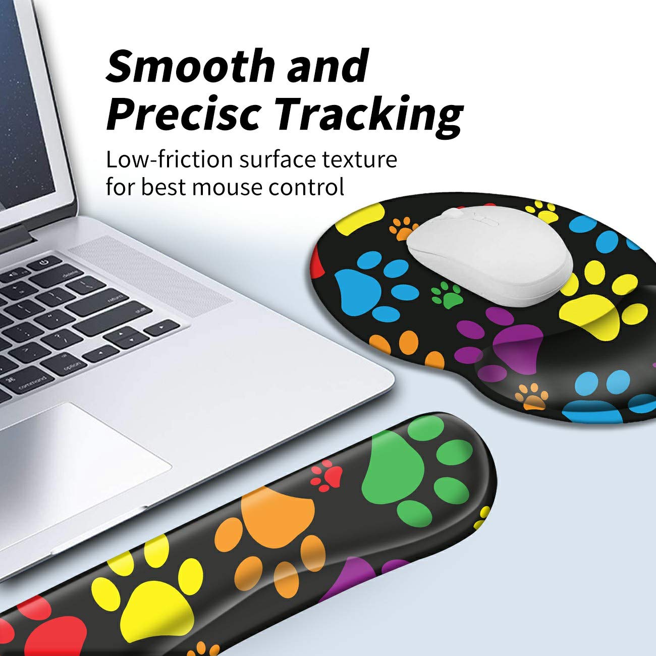 BEOTIWAD Memory Foam Mouse Pad Wrist Rest Set,Cute Dog Paw