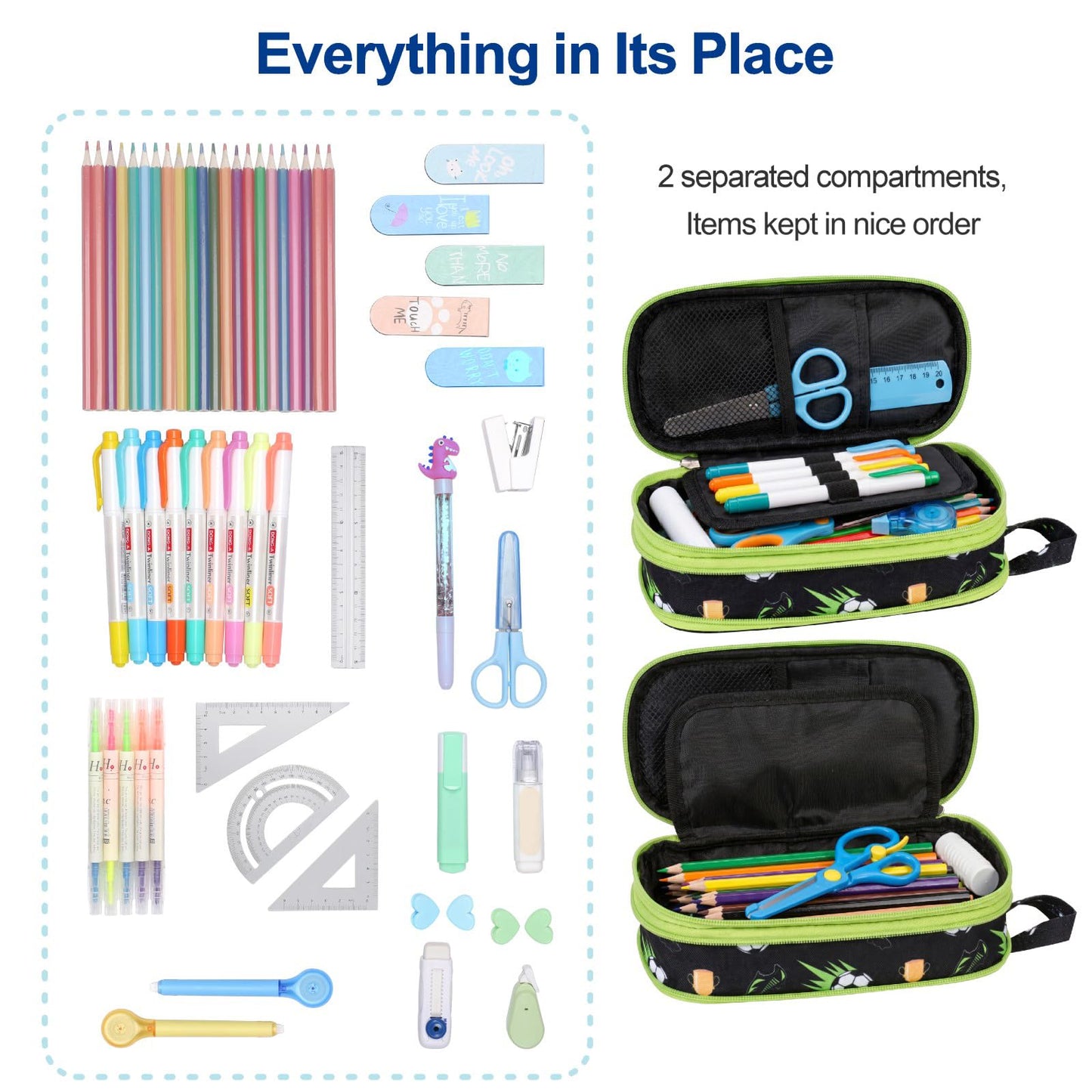 Bagseri Pencil Case for Boys - Expandable Cute Kids Pencil Case