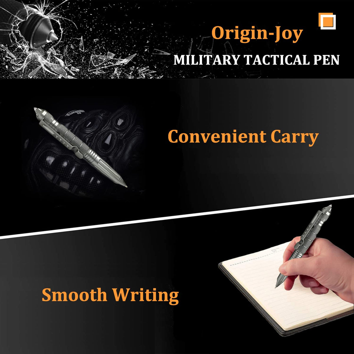 Origin-Joy 5 Pack Tungsten Steel Military Tactical Pen Set, Multifunctional EDC Self Defense Pen