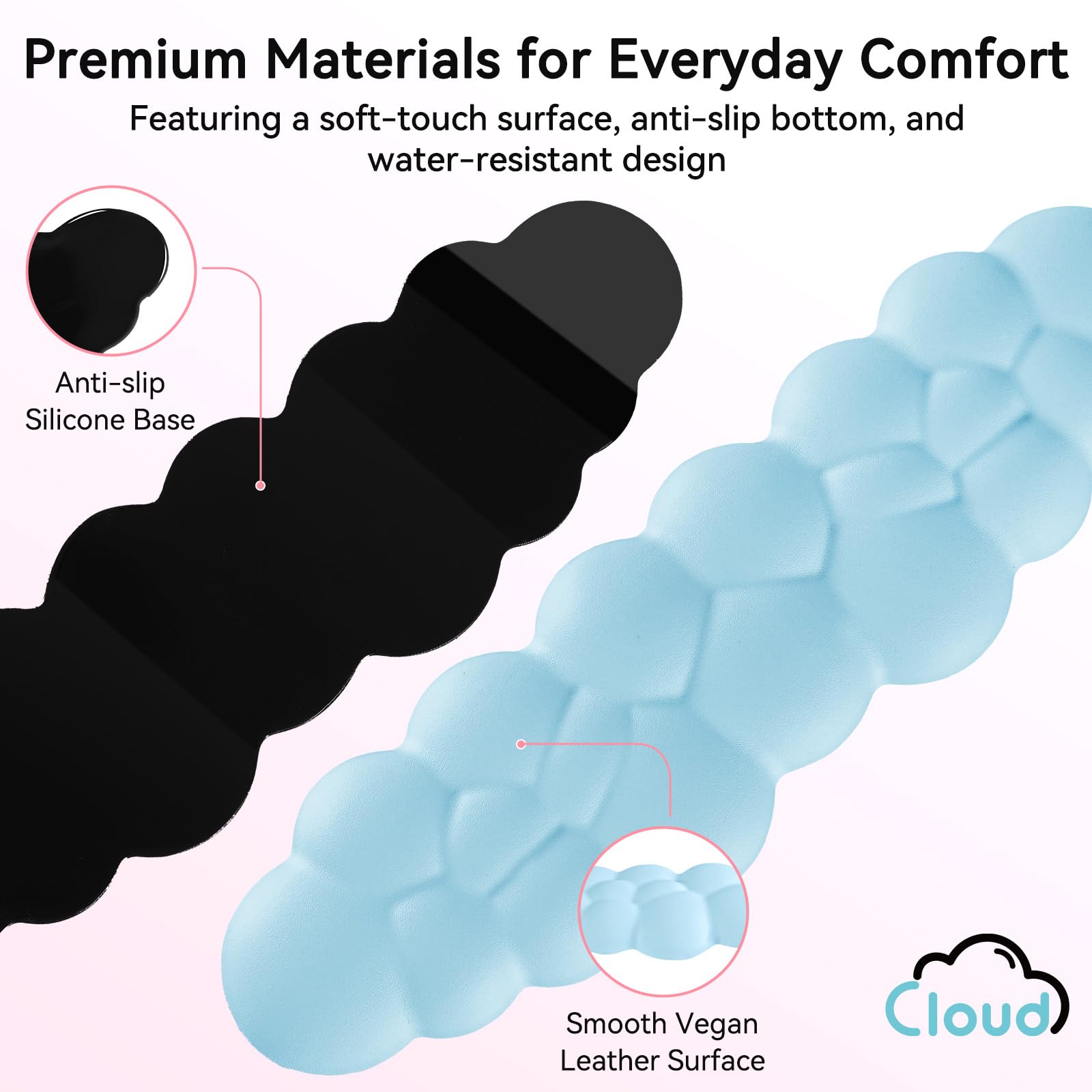 Sushret Cloud Wrist Rest for Computer Keyboard and Mouse Pad Set, Blue