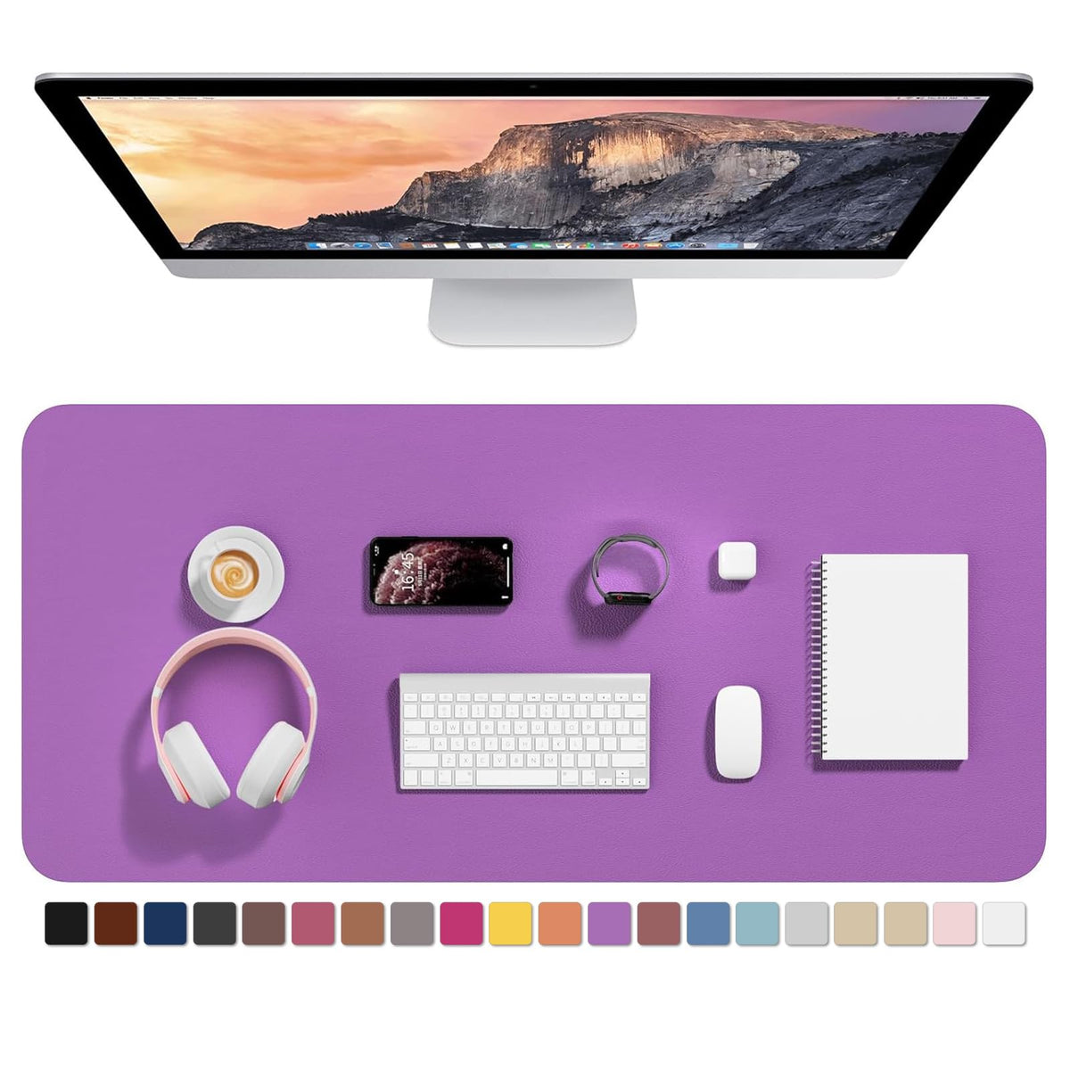Hsurbtra Desk Pad, 35.5" x 17" PU Leather Desk Mat, XXL Extended Mouse Pad, Waterproof Desktop