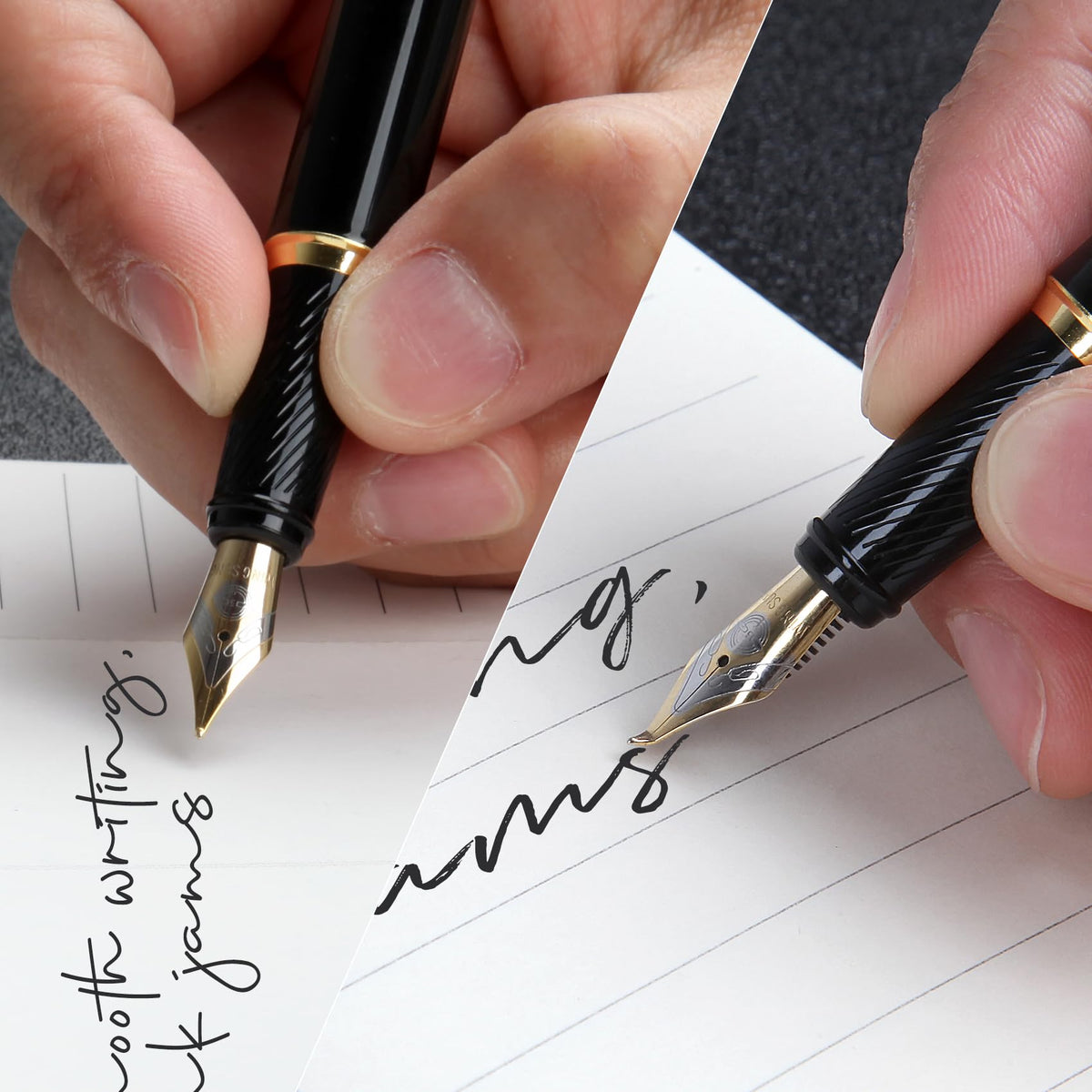 BOCIYER Fountain Pen with Fine Nib & Black Ink, Refillable & Elegant Bent Nib Design, Calligraphy