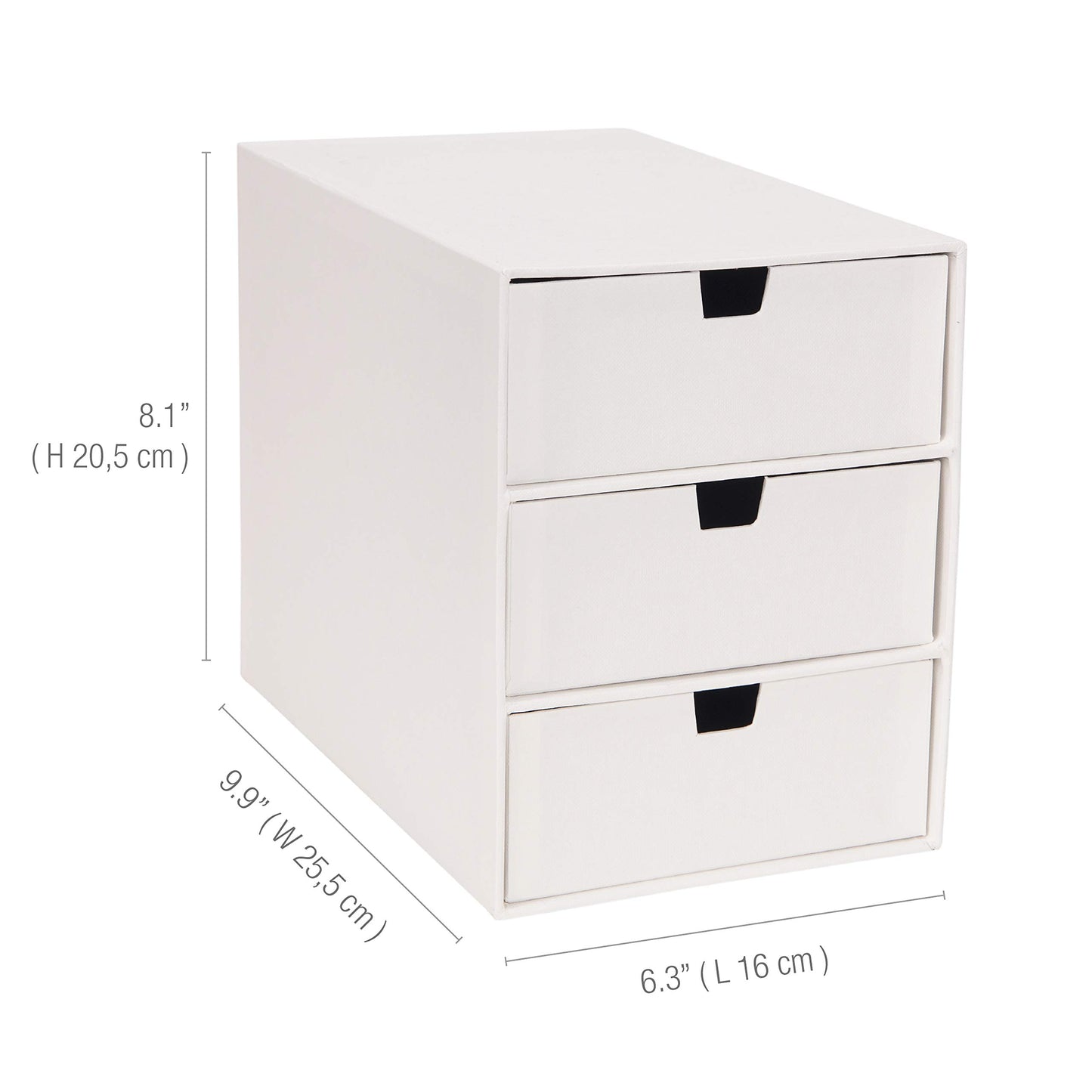 Bigso Box of Sweden Ingrid 3-Drawer Fiberboard Desk Organizer for Office Supplies and Accessories