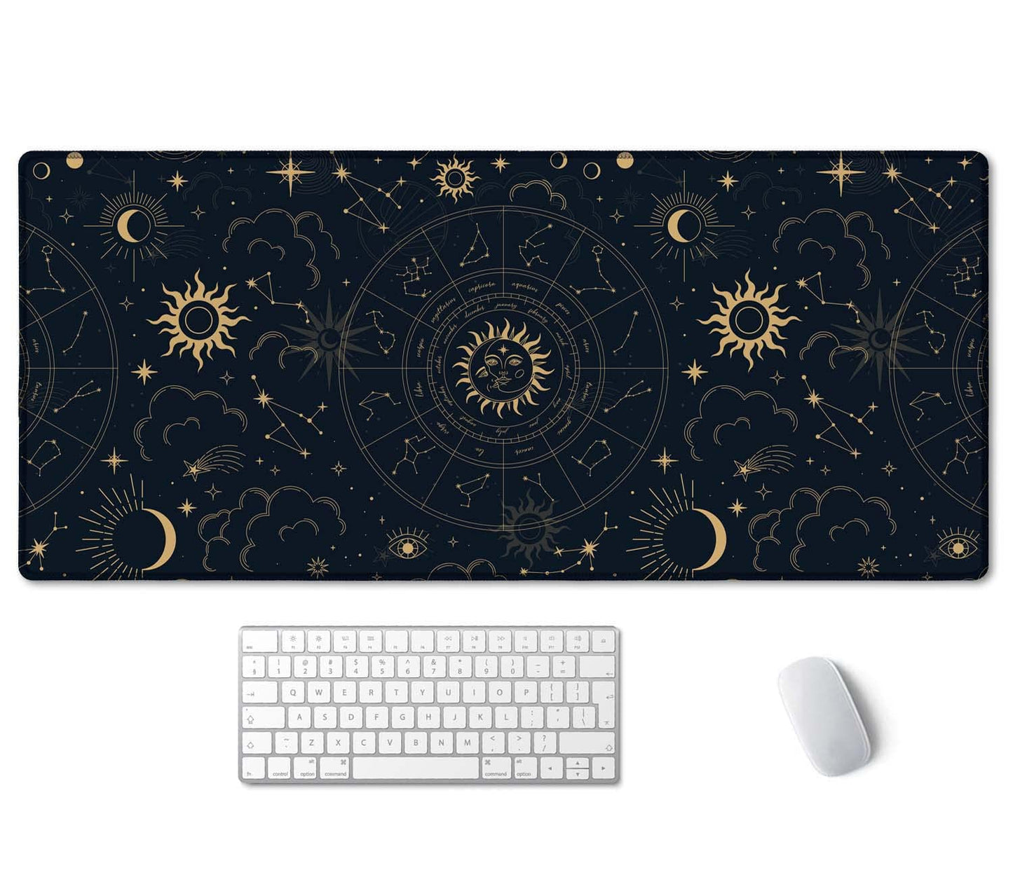 SSOIU Zodiac Wheel Desk Mat, Celestial Desk Pad, Astrology Large Gaming Mouse Pad 35.5x15.7inch XXL