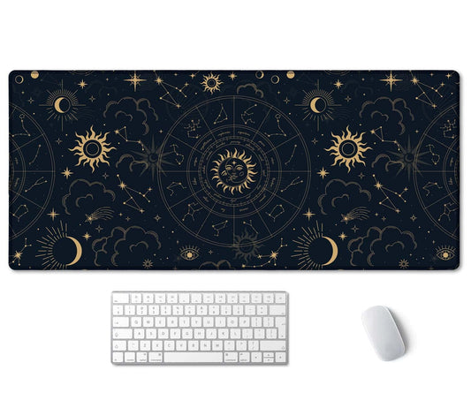 SSOIU Zodiac Wheel Desk Mat, Celestial Desk Pad, Astrology Large Gaming Mouse Pad 35.5x15.7inch XXL