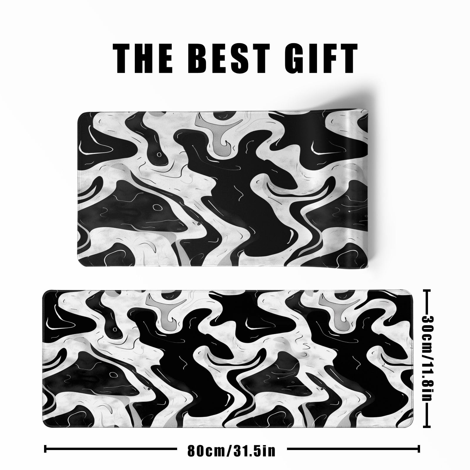 Black and White Desk Mat Mouse Pad XL Big Mousepad Gaming Large Mouse Pad Desk Pad with Stitched