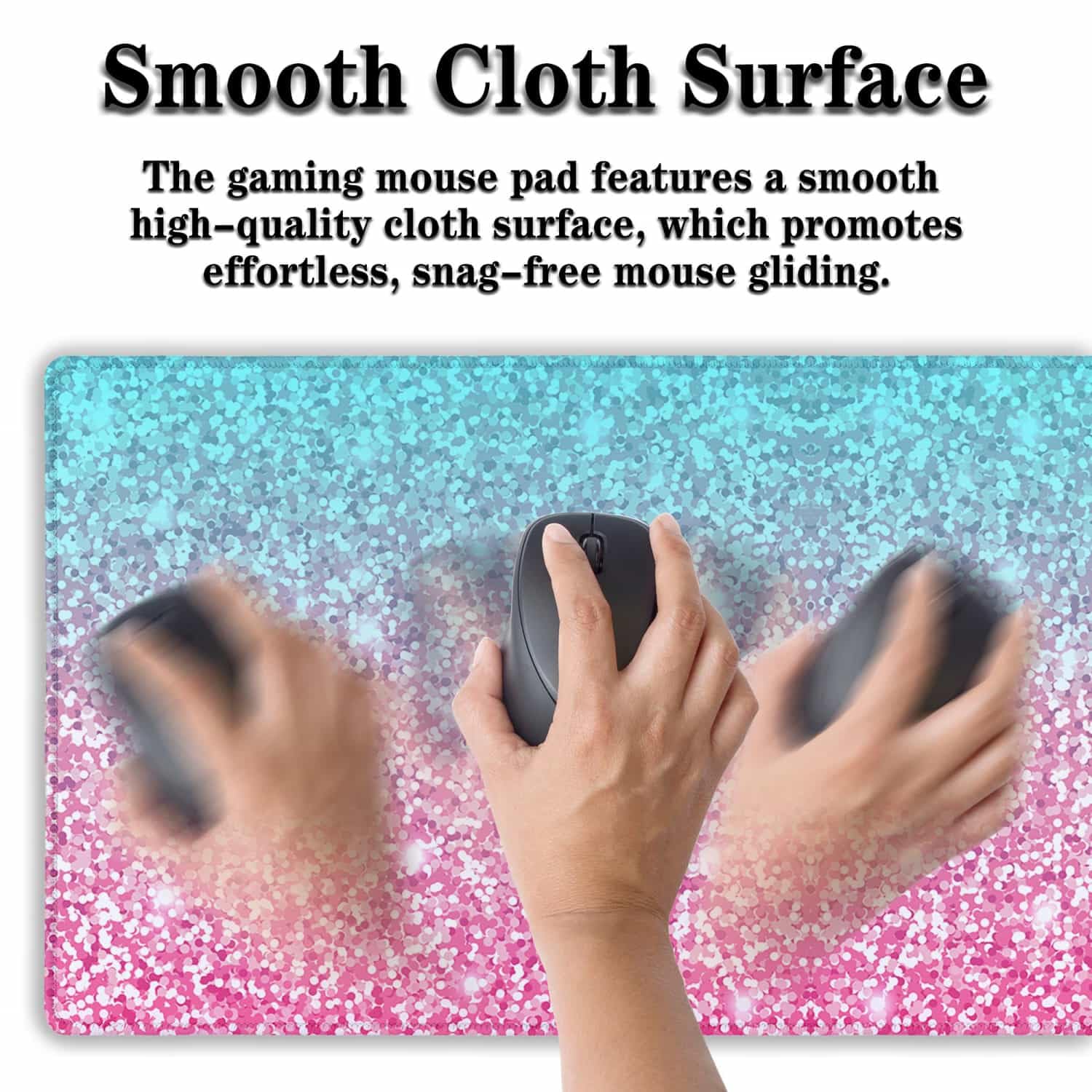 Samgula Gaming Mouse Pad Office Desk Mat, Extra Large Pink Glitter Pad for Women, Waterproof
