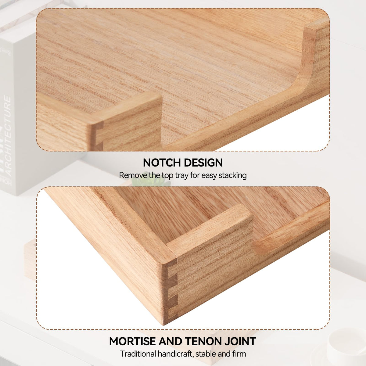 KIRIGEN Wooden Letter Tray, Single-Tier Paper Organizer for Desk Natural TP