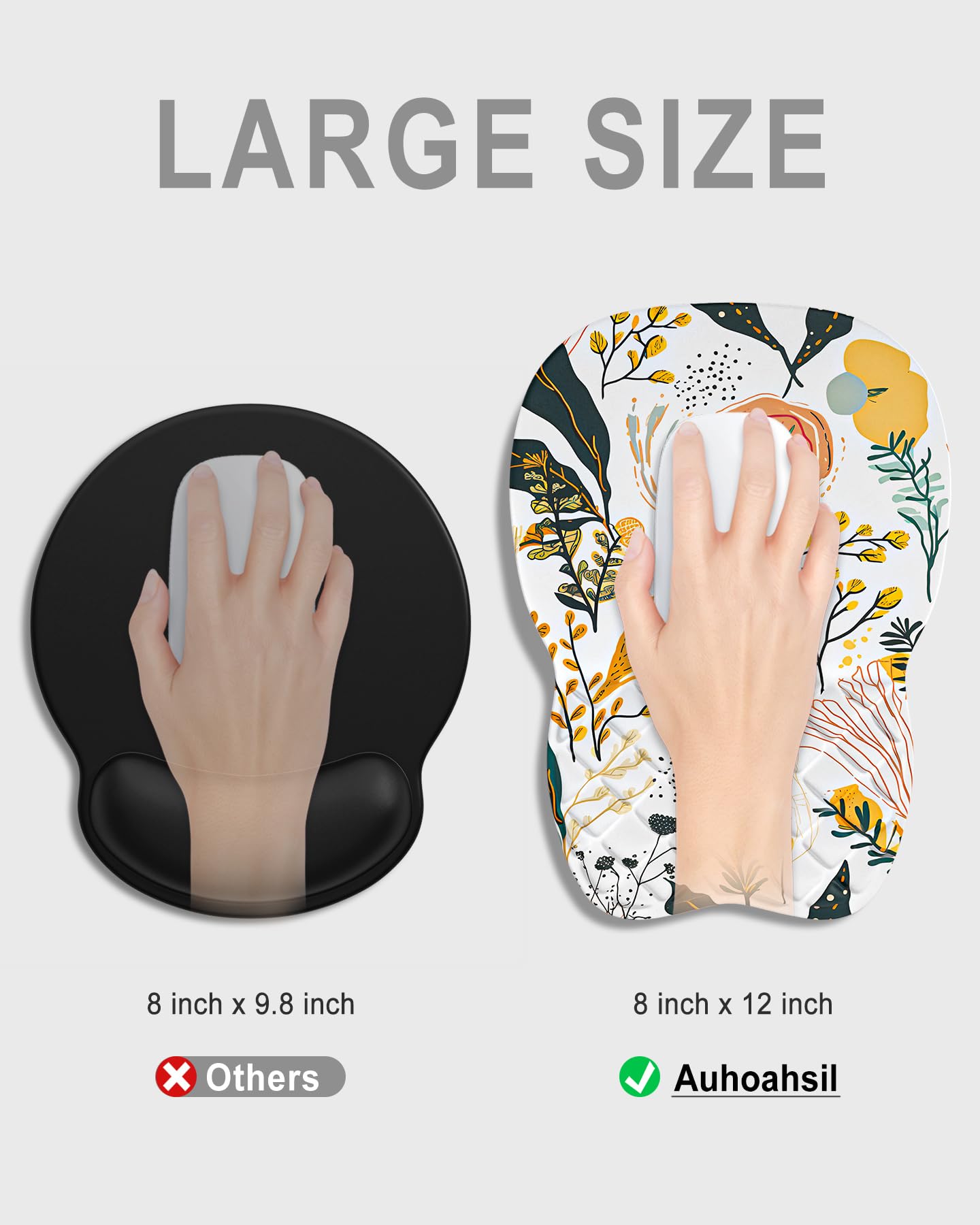 Auhoahsil Ergonomic Mouse Pad with Wrist Rest, Slope Computer Mouse Mat with Wrist Support, Memory