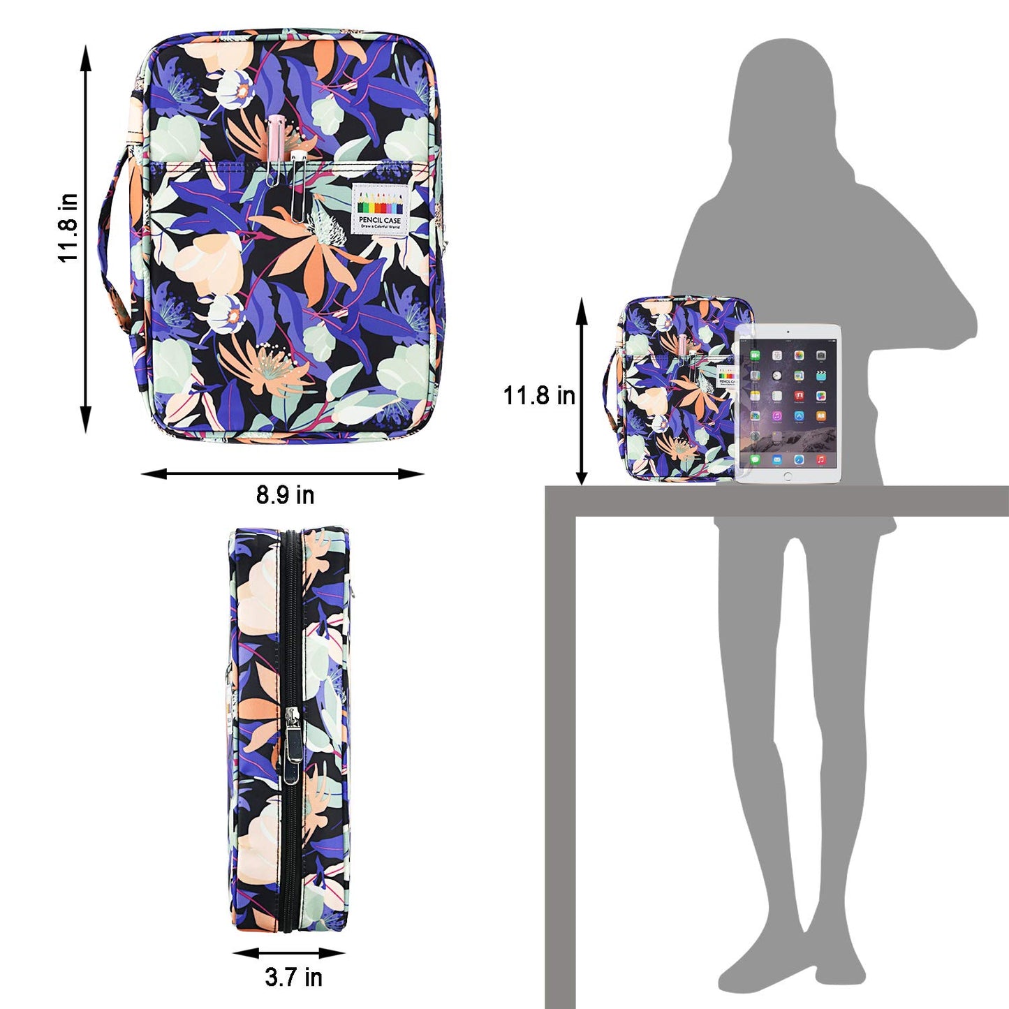 YOUSHARES Colored Pencil Case 220 Slots Pen Case Organizer With Handy Wrap & Zipper, Multilayer