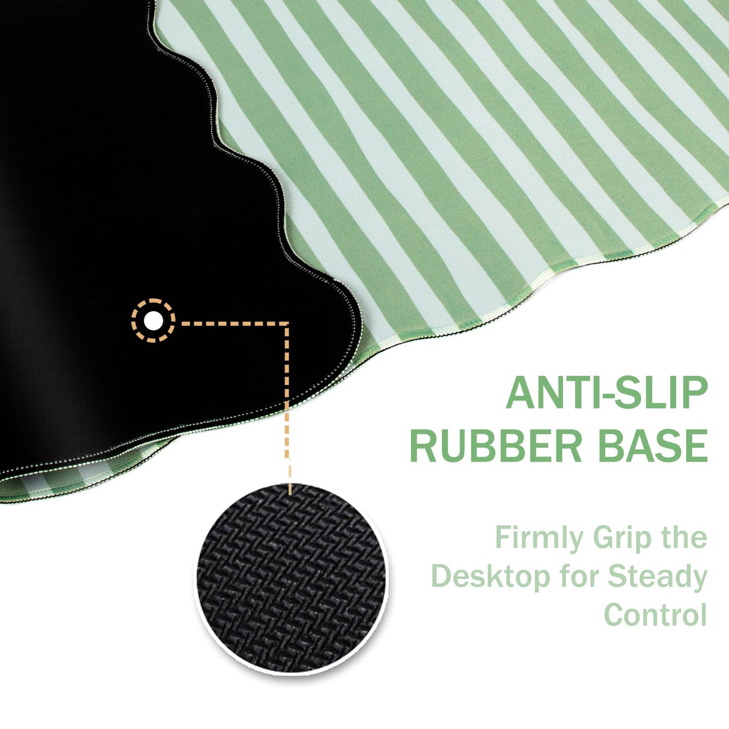 L-SPOUTTO Green Striped Mouse Pad,Scalloped Desk Mat XXL Large Geometric Gaming