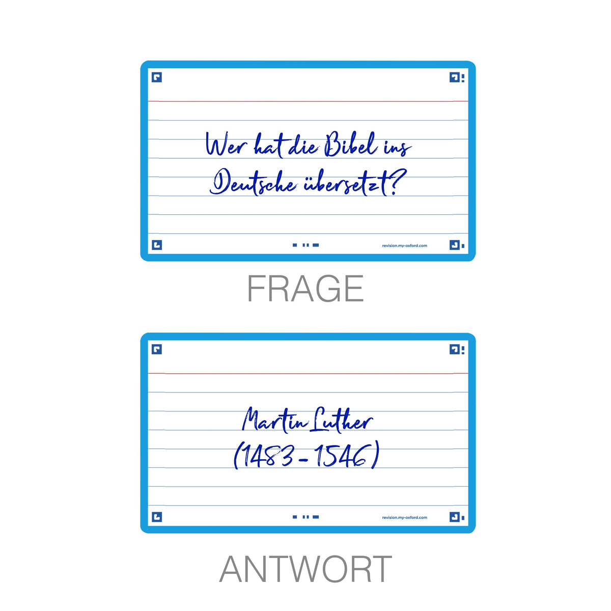 Flash Cards by Oxford, Ruled with Turquoise Frame, Pack of 80 Cards, 7.5x12.5cm Size, 400133876