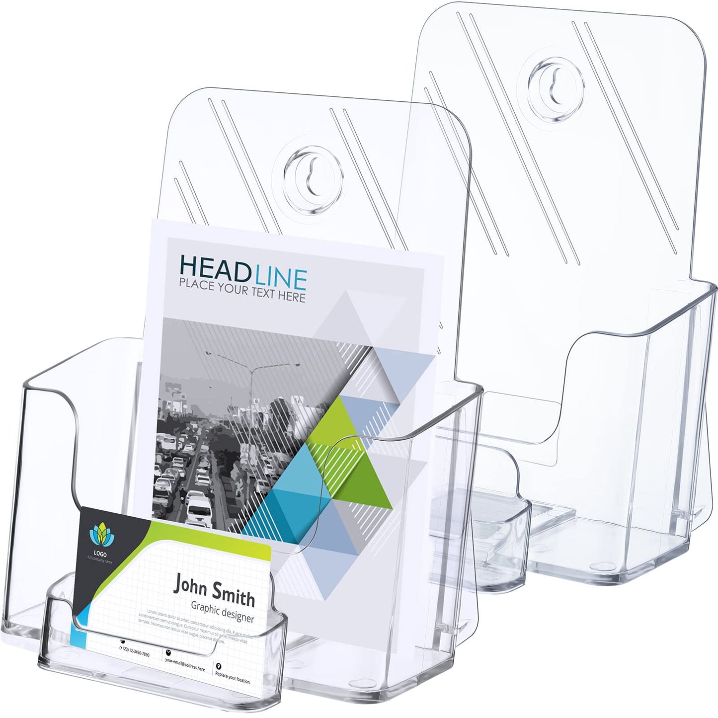 Remerry 2 Set 6.5 Inch Acrylic Brochure Holder with Business Card Pocket
