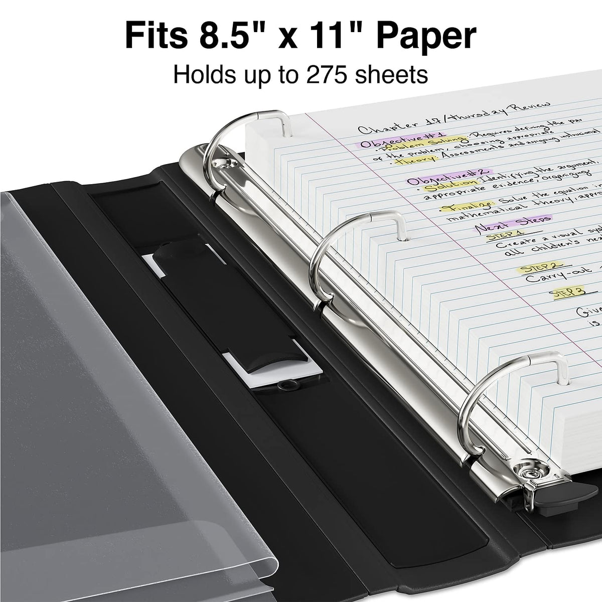 Staples Better Binder, 1 Inch D-Ring, Black, 275 Sheets, 3-Pack