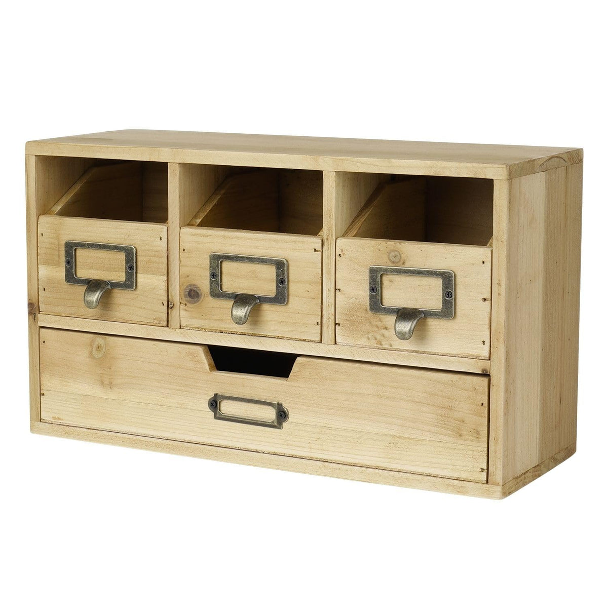 Flexzion Wooden Apothecary Drawers, 4-Drawer Desktop Organizer Cabinet