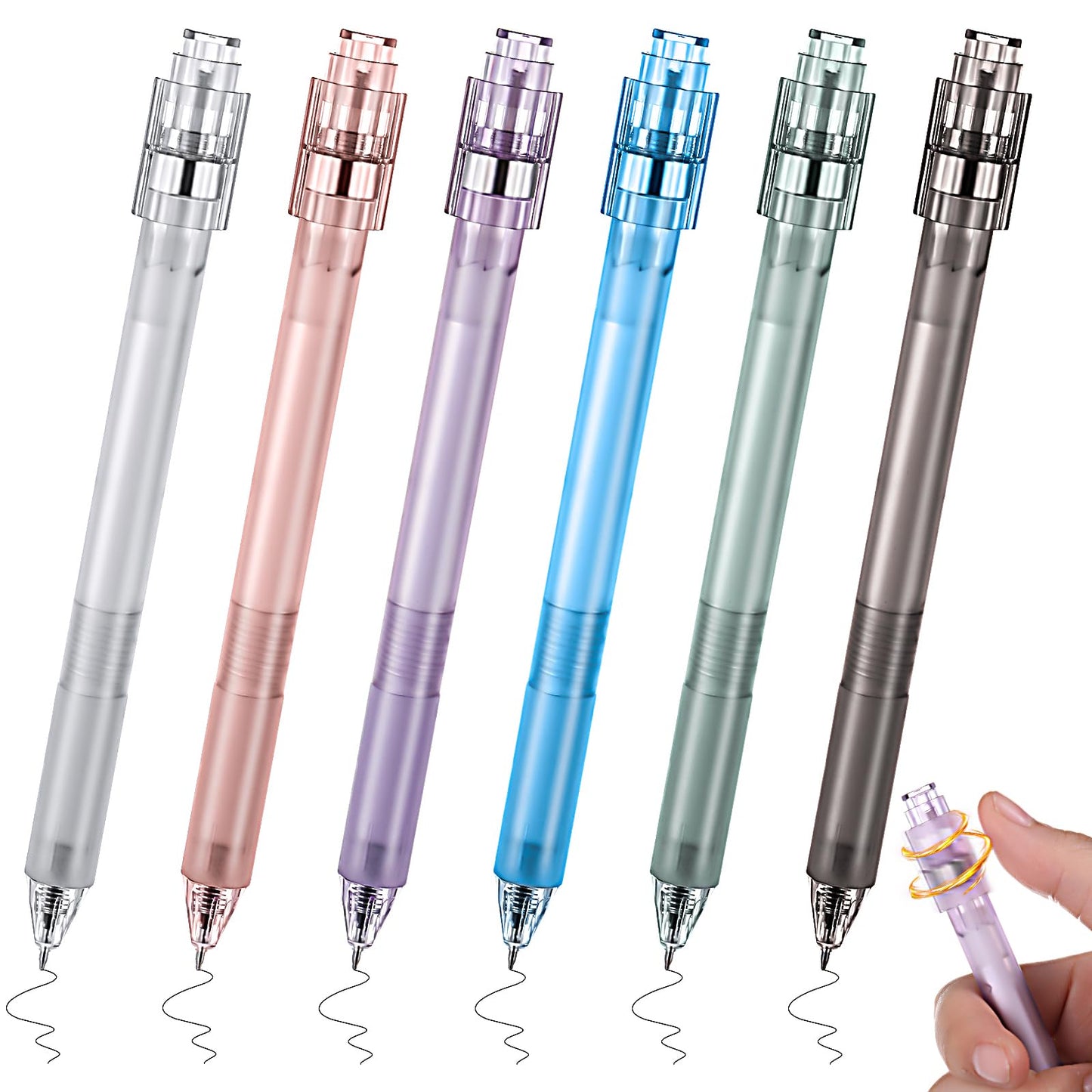 Crtiin 24 Pcs Fidget Spinner Pens for Adults Black Ink Gel Pens, Hexagon