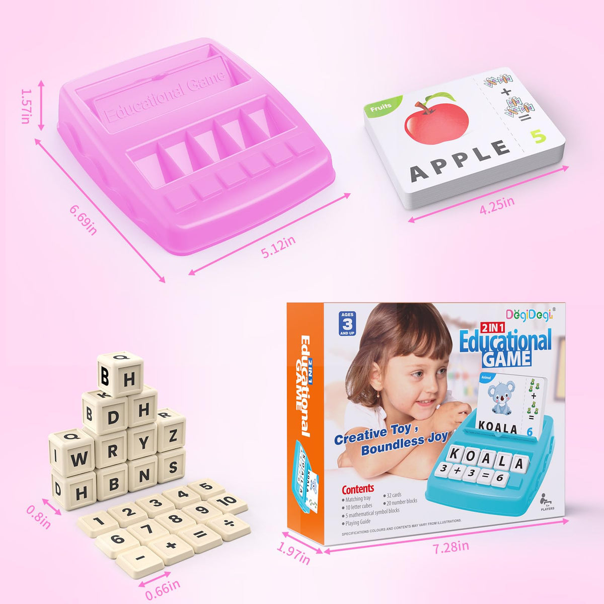 DEGIDEGI Educational Toys for Kids Ages 3-8, Matching Letter Spelling Game ABC Learning, Learning