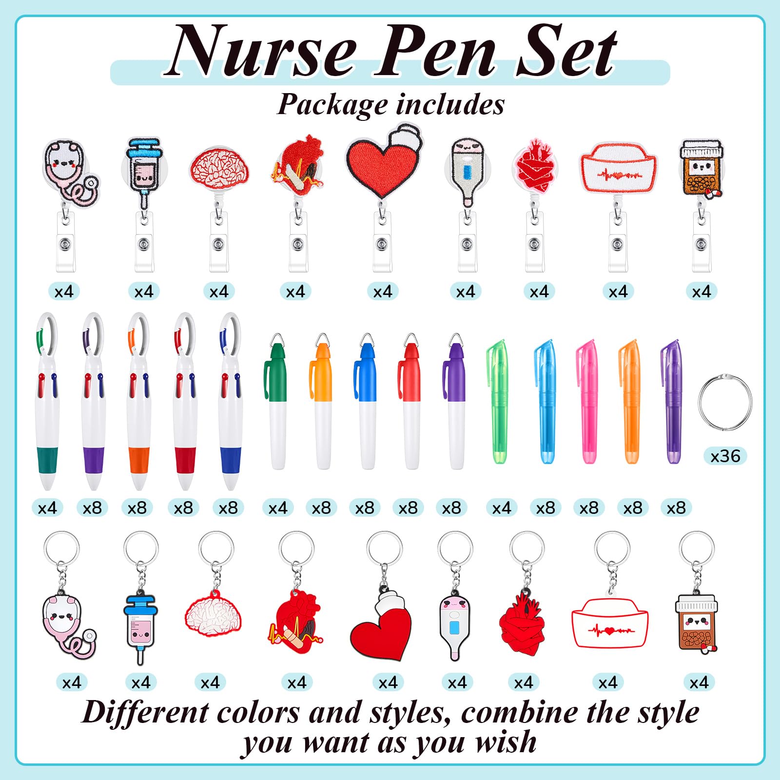 Henoyso Nurse Badge Reel Bulk,216 Pcs,Stylish