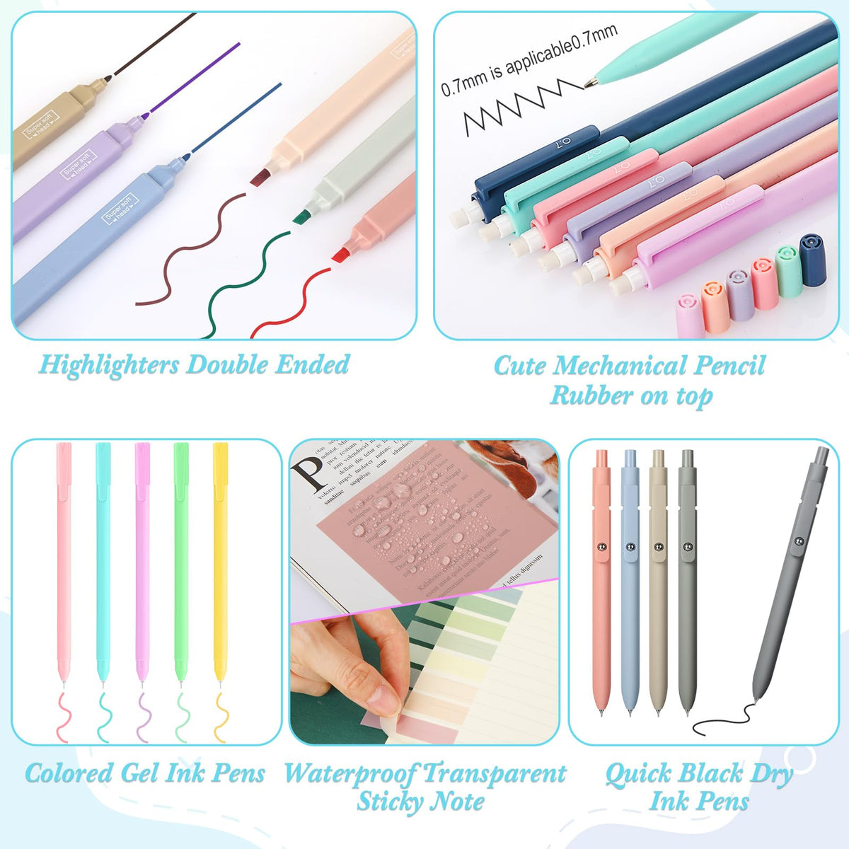 Lincia 30 Pcs Aesthetic School Supplies for Stationary Essentials, Blue