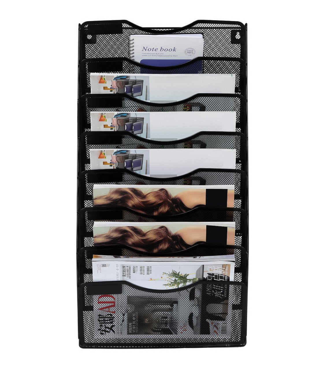 EasyPAG 8 Pocket Mesh Wall File Organizer, Hanging Paper Folder Holder with Classify Label