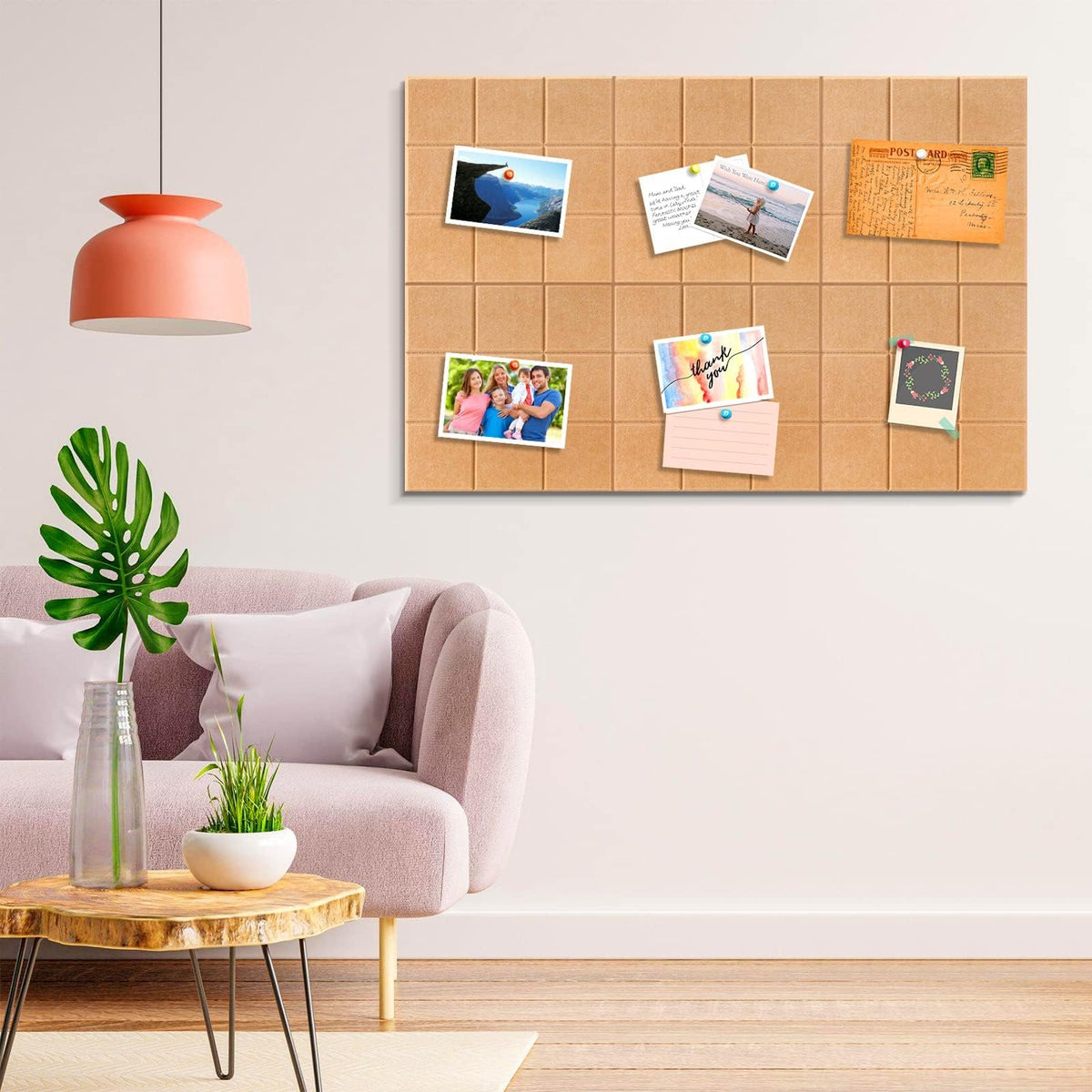Uoisaiko Bulletin Board 6 Pack Large Pin Board 11.8" x 11.8", Felt Board Tiles with 30 Push Pins