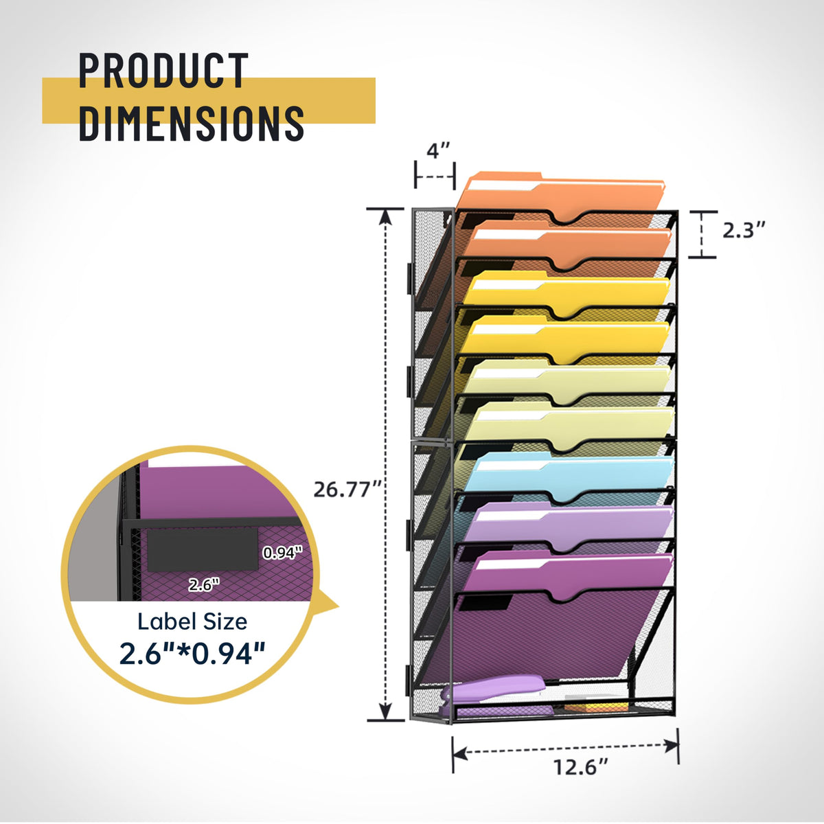 SUPEASY 10Tier Hanging Wall File Holder Organizer for Papers, Folders, Files Clipboard & Magazine