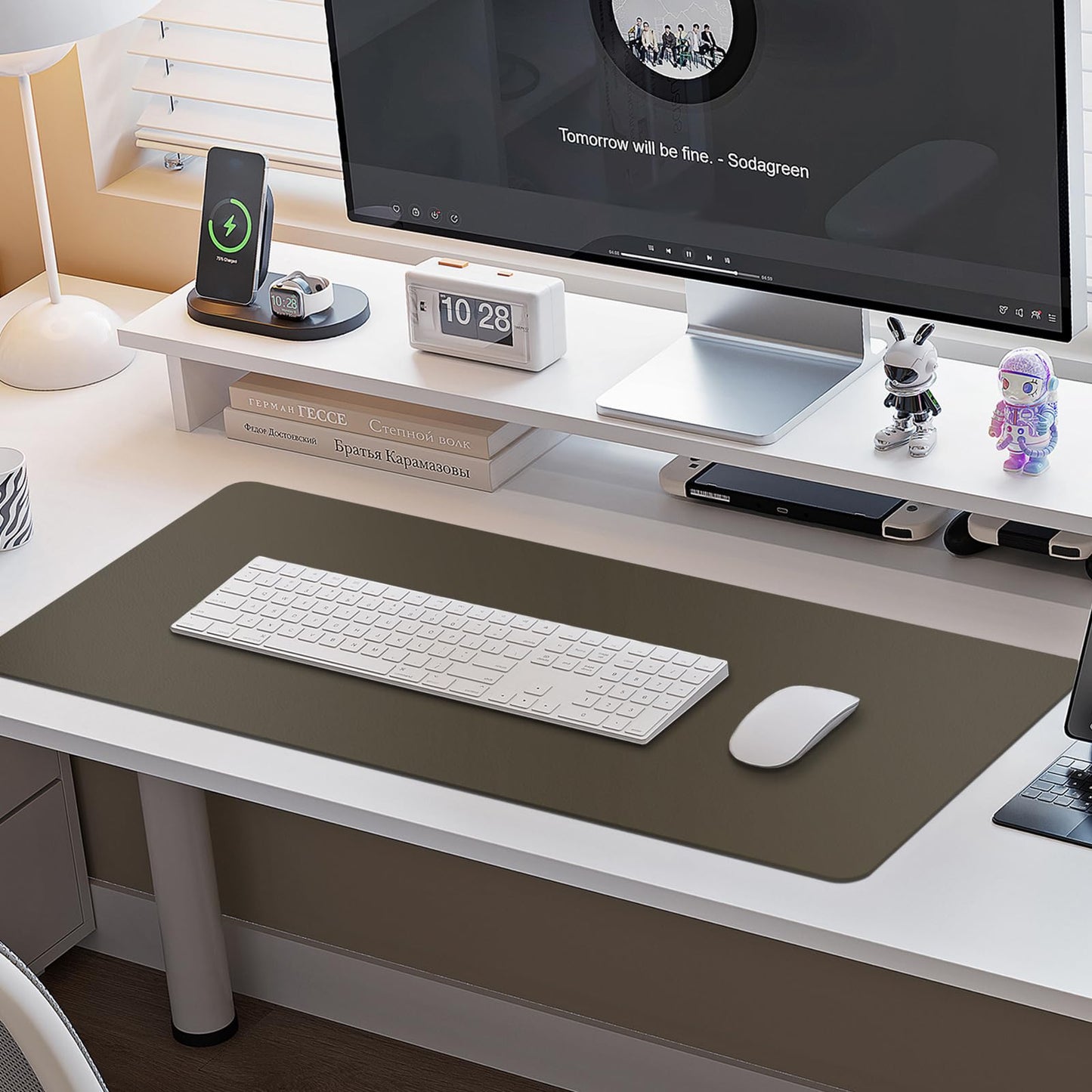 Boutilon Leather Desk Pad Protector,Non-Slip Mouse Pad,Laptop Desk Pad,Office Mouse Mat,Waterproof