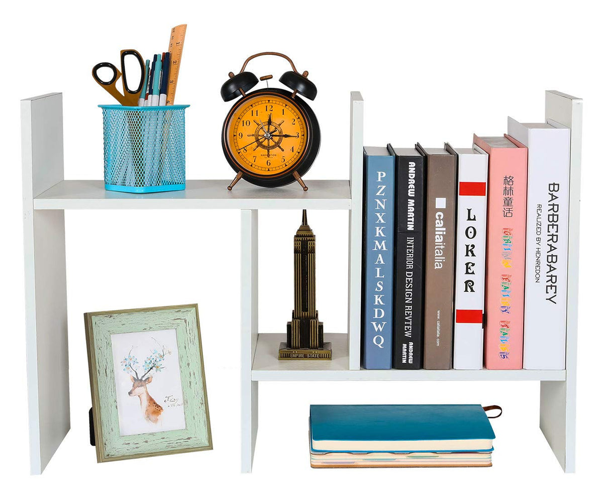 PAG-Mass Desktop Bookshelf Freestanding Wooden Countertop Bookcase Accessories Organizer Display
