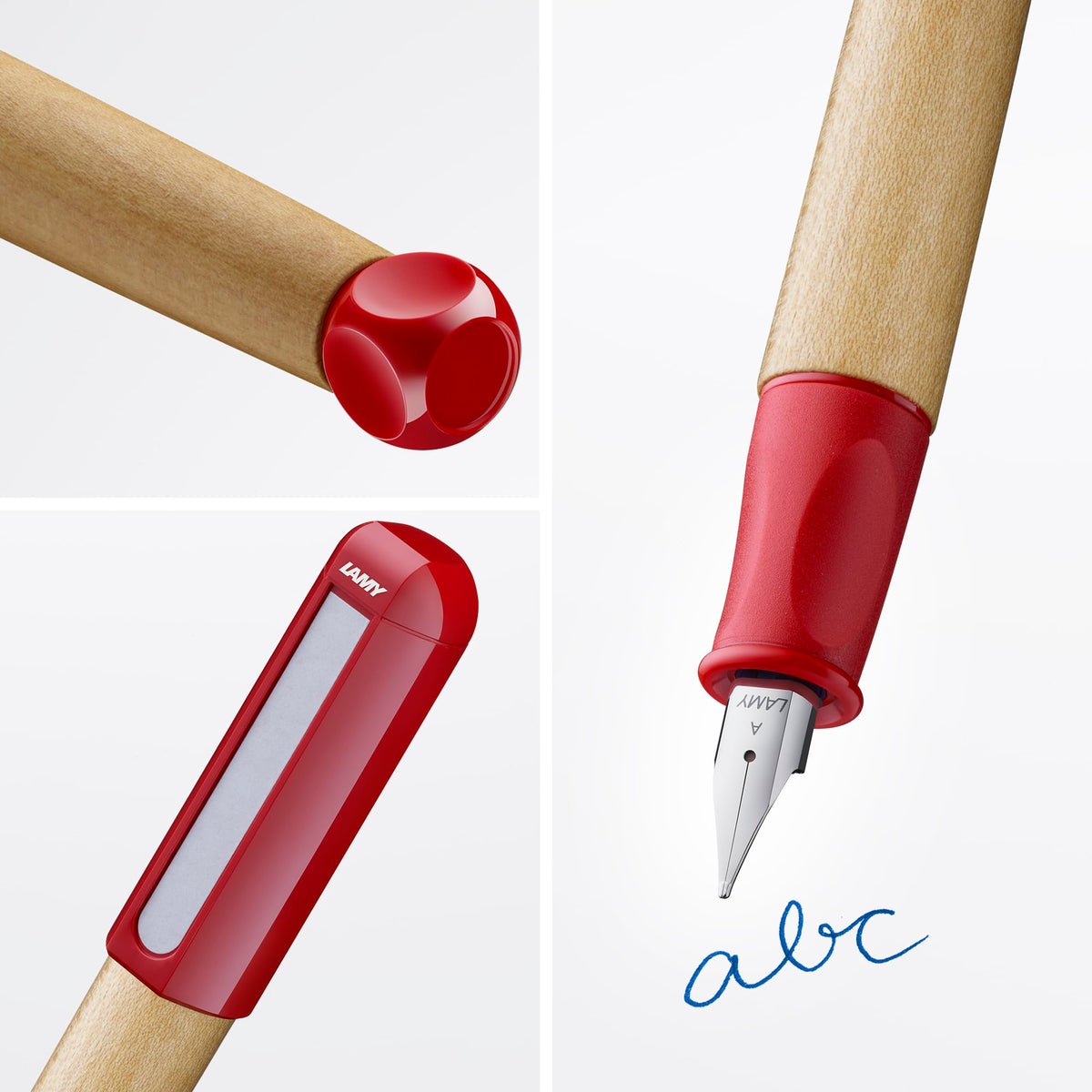 LAMY abc red - child-friendly Fountain Pen for writing beginners with ergonomic grip & polished