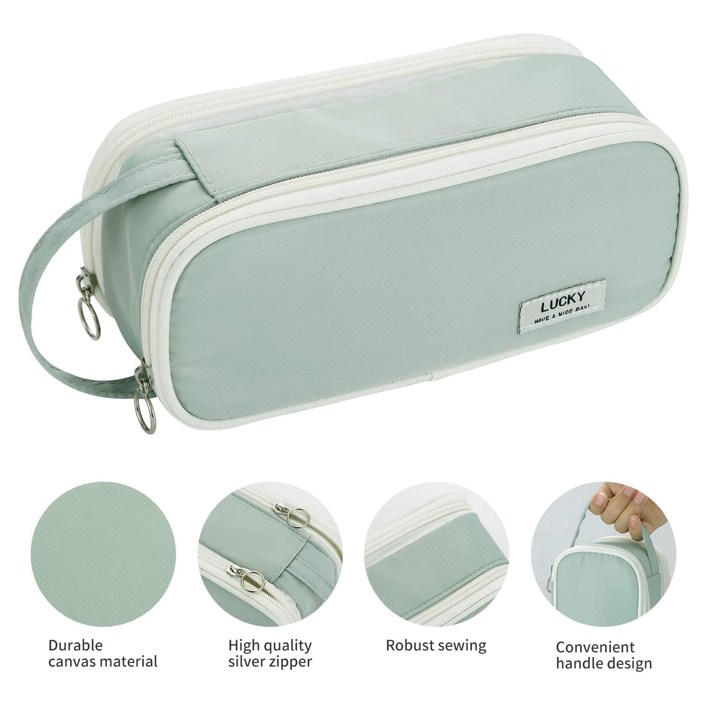 Dugio Large Pencil Case Organizer Big Pencil Bag for Girls Teens Green