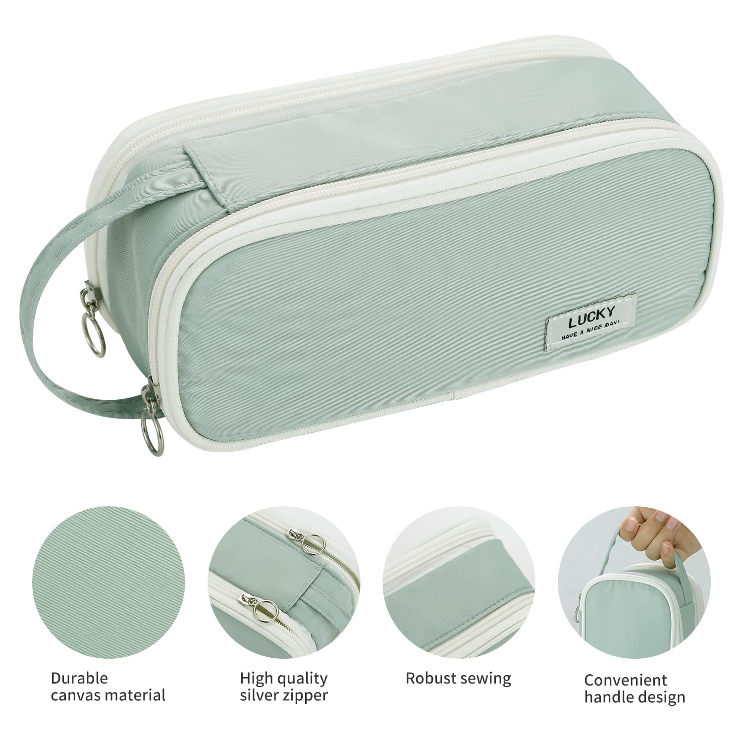 Dugio Large Pencil Case Organizer Big Pencil Bag for Girls Teens Green