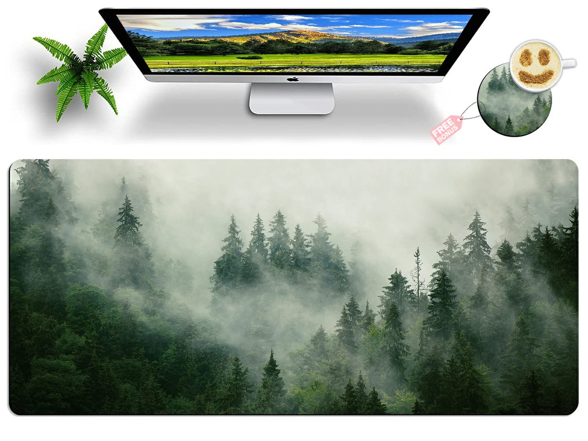 Huge Mouse Pad for Desk 40x20 Inch Extra Large with Coaster, Big Mousepad Stitched Edges Non Slip