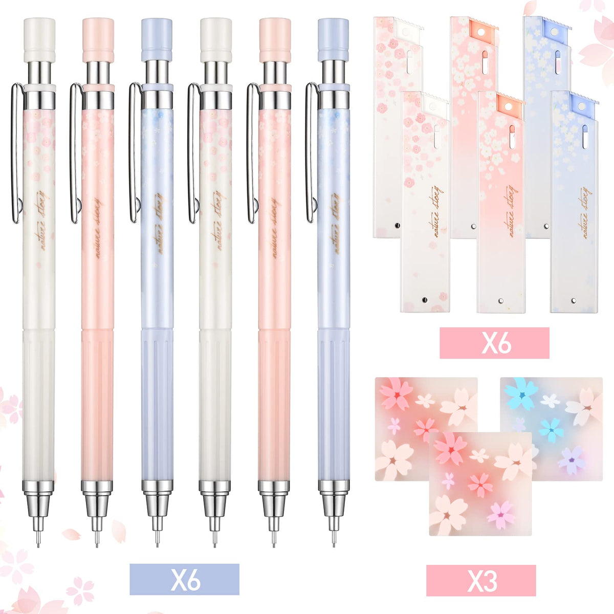 Chinco 15 Pcs Mechanical Pencils Set with Lead Refills and Erasers, 0.5 mm