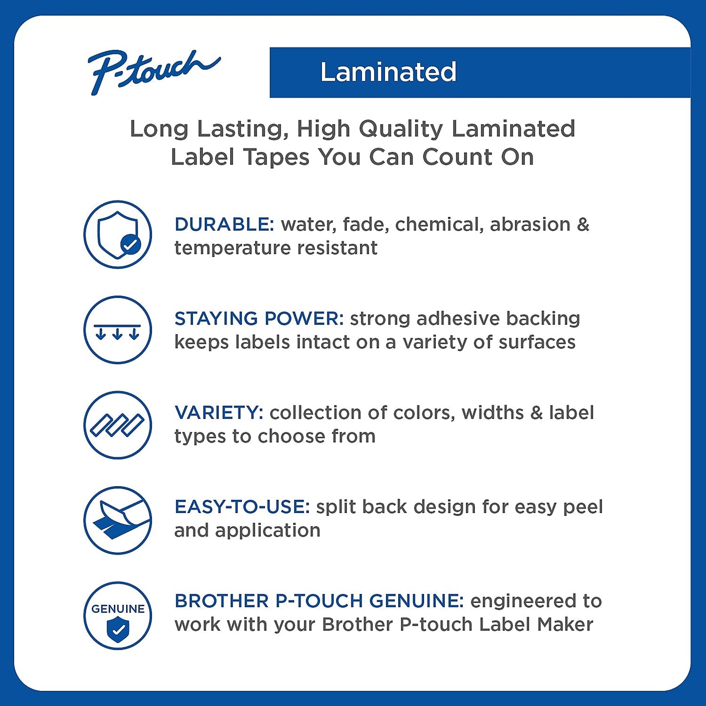 Brother Laminated Tape, Retail Packaging, 1/2 Inch, White, on Clear (TZe135)
