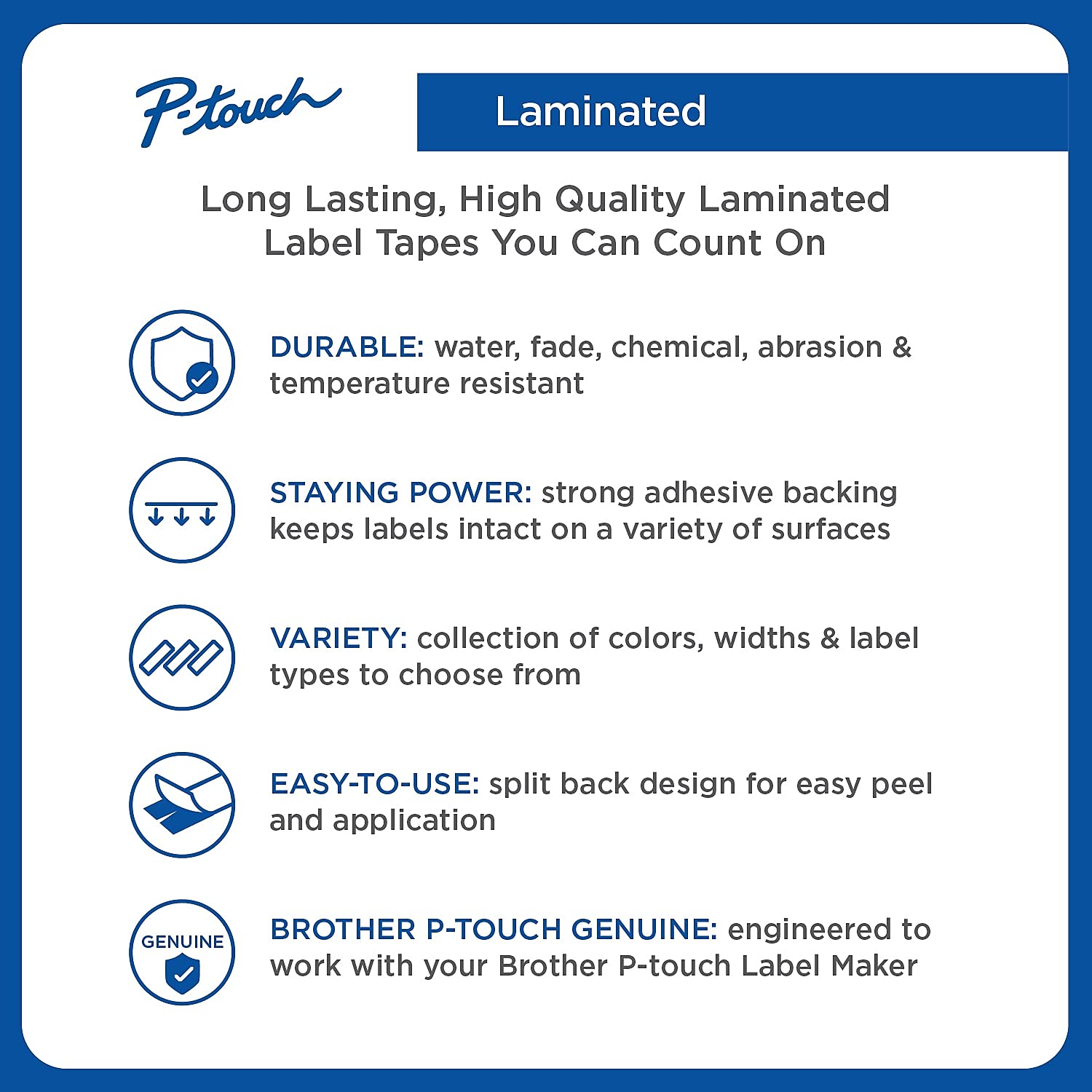 Brother Laminated Tape, Retail Packaging, 1/2 Inch, White, on Clear (TZe135)