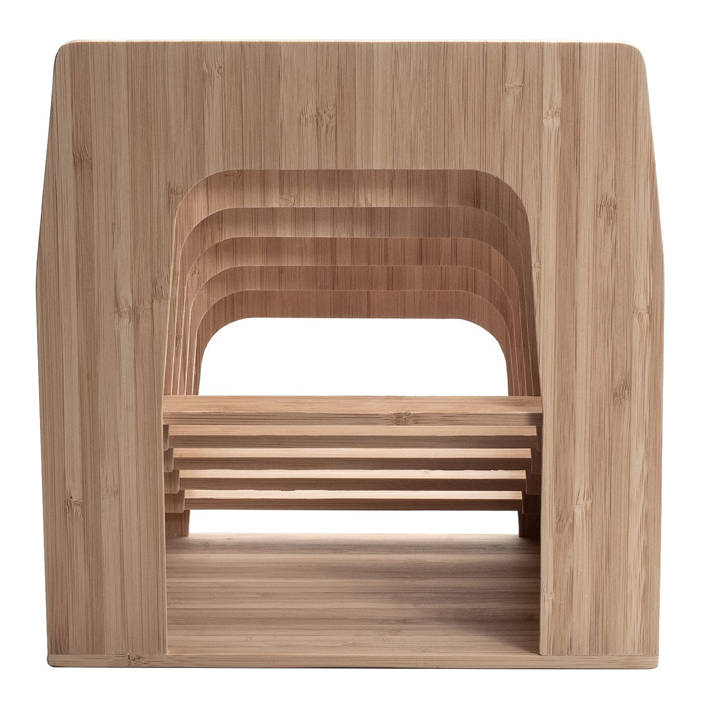 MobileVision Bamboo Desktop Inclined File Folder Organizer and Paper Tray, Upright Sections, Step