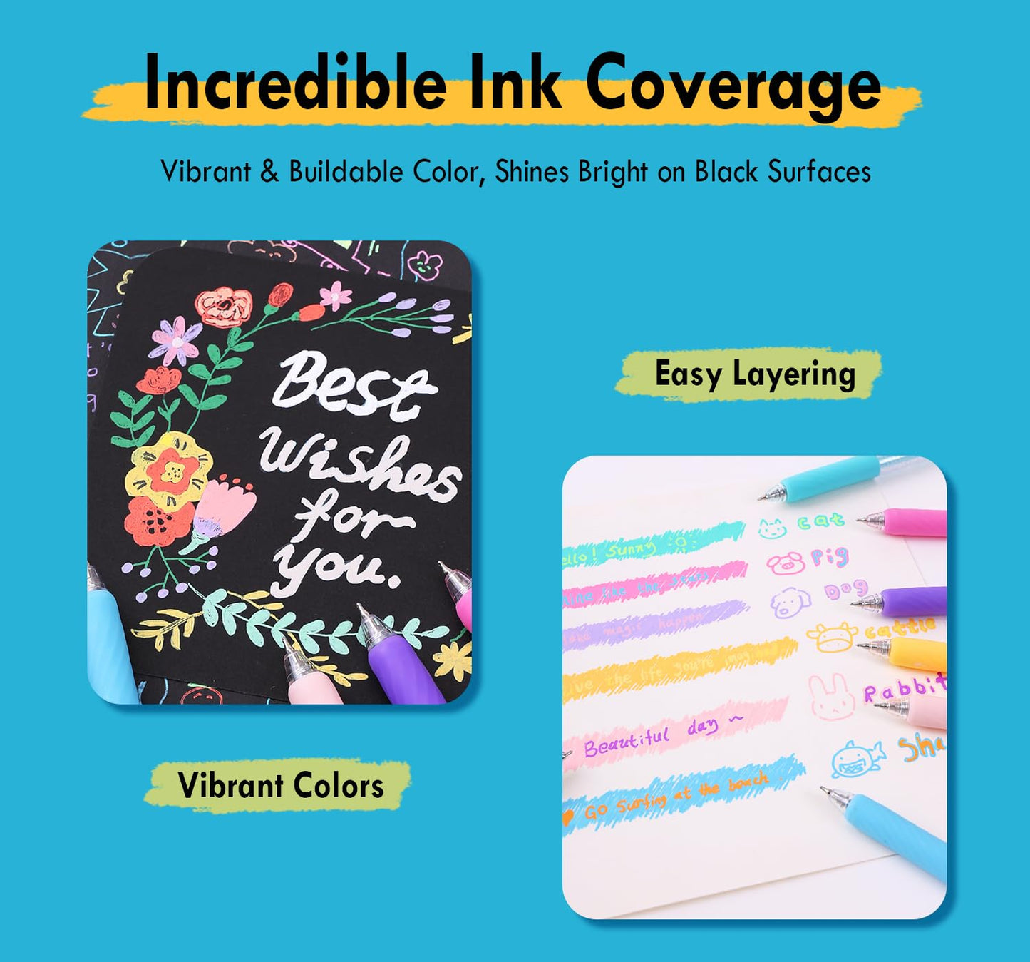 Xipan Acrylic Gel Pens for Coloring, 144 Colors Retractable Colored Pens
