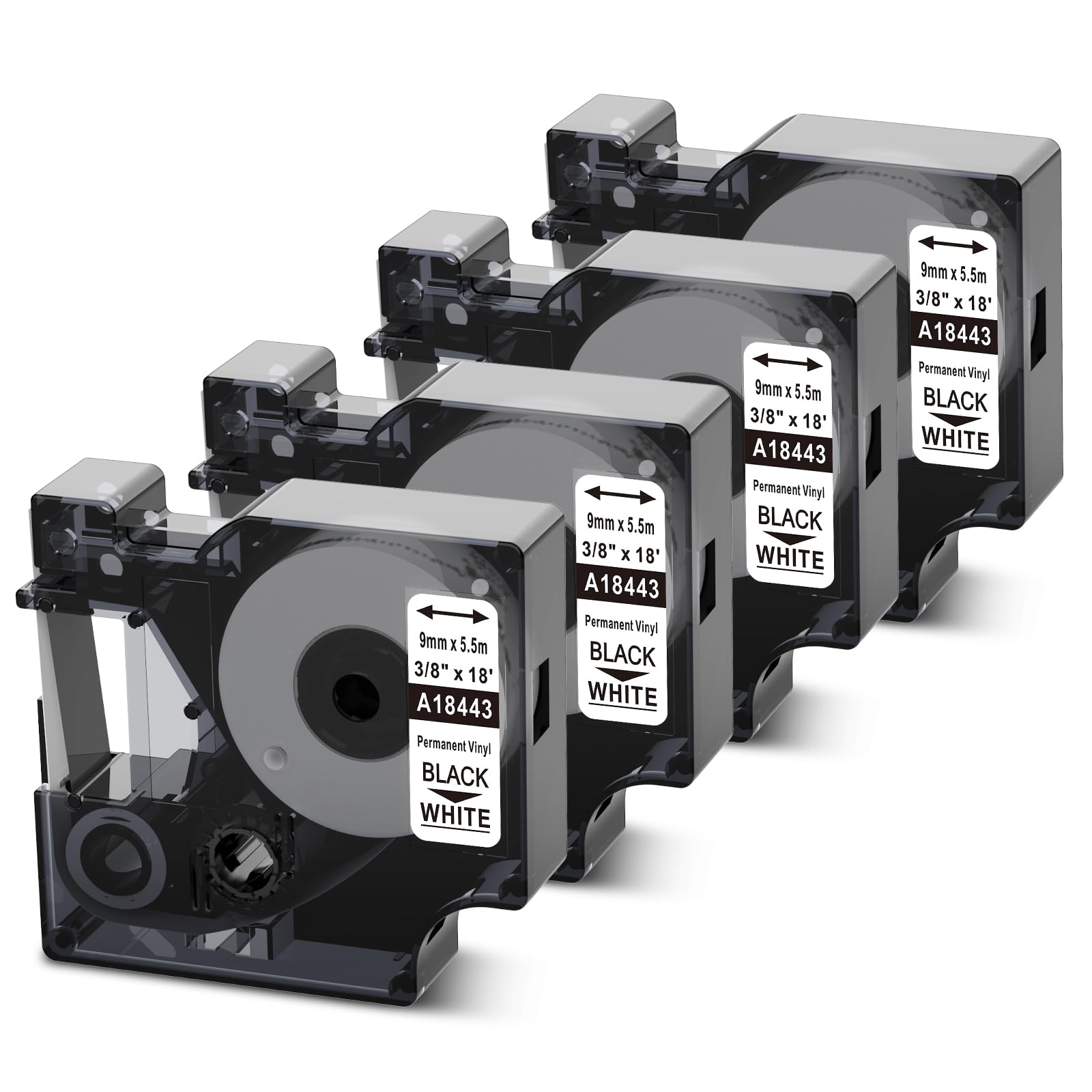 Compatible Dymo 18443 Vinyl Tape 3/8 Inch Work for Rhino 4200, 5000, 5200