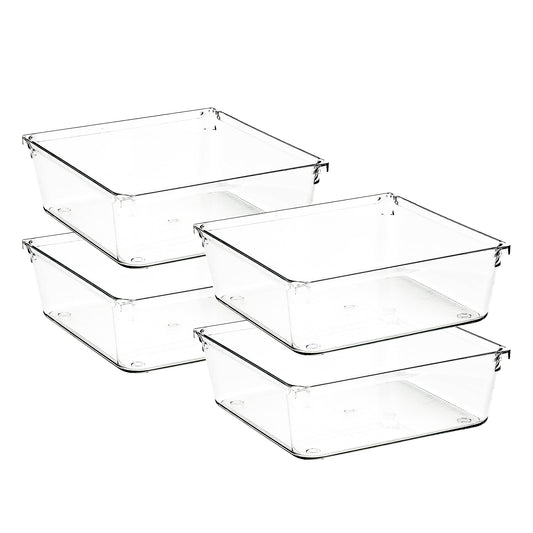 Ravinte Decor 4 Pack Drawer Organizers, 6"X 6" Clear Acrylic Storage Bins