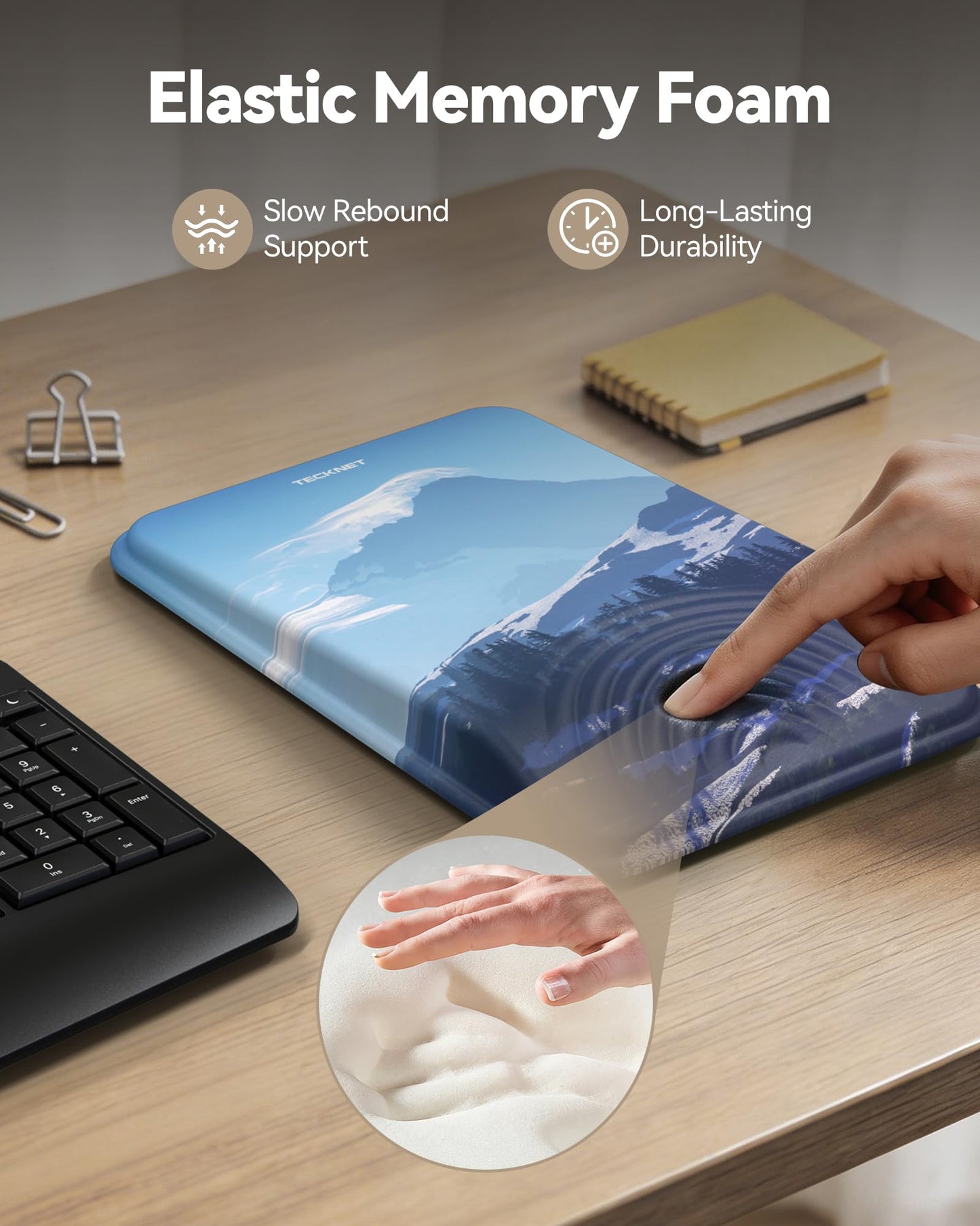 TECKNET Ergonomic Mouse Pad with Wrist Rest, All-Day Comfort & Pain Reliefv