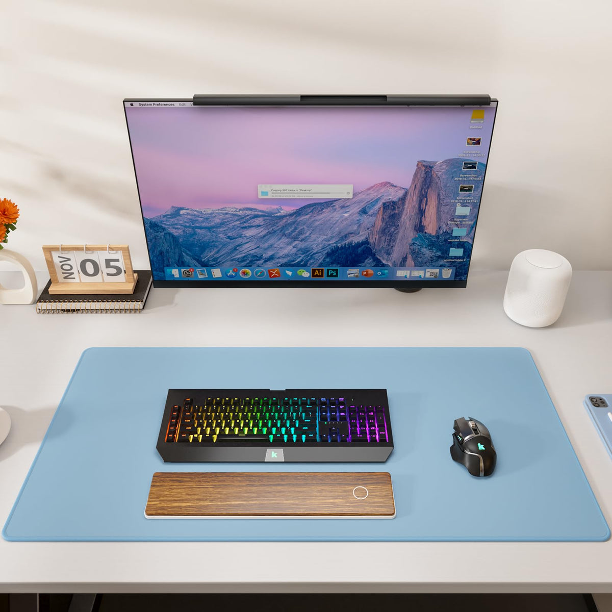 KTRIO Large Gaming Mouse Pad, Desk Mat, 31.5 x 15.7 in, Ice Blue, XXL