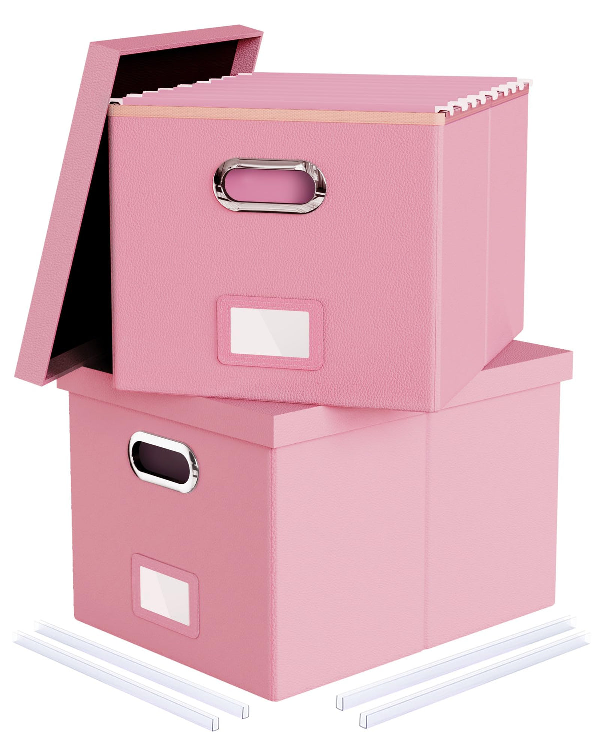 Oterri 2 Pack File Storage Organizer Box,Filing Box,Portable File Box with Lid,Fit for Letter/Legal