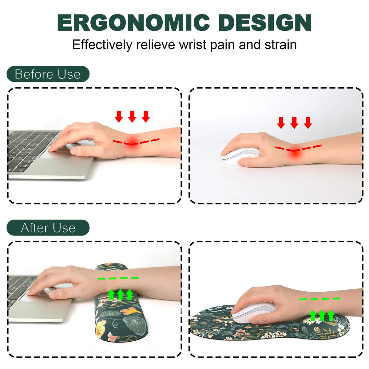 Ergonomic Mouse Pad with Wrist Rest and Keyboard Wrist Rest, Gel Mousepad