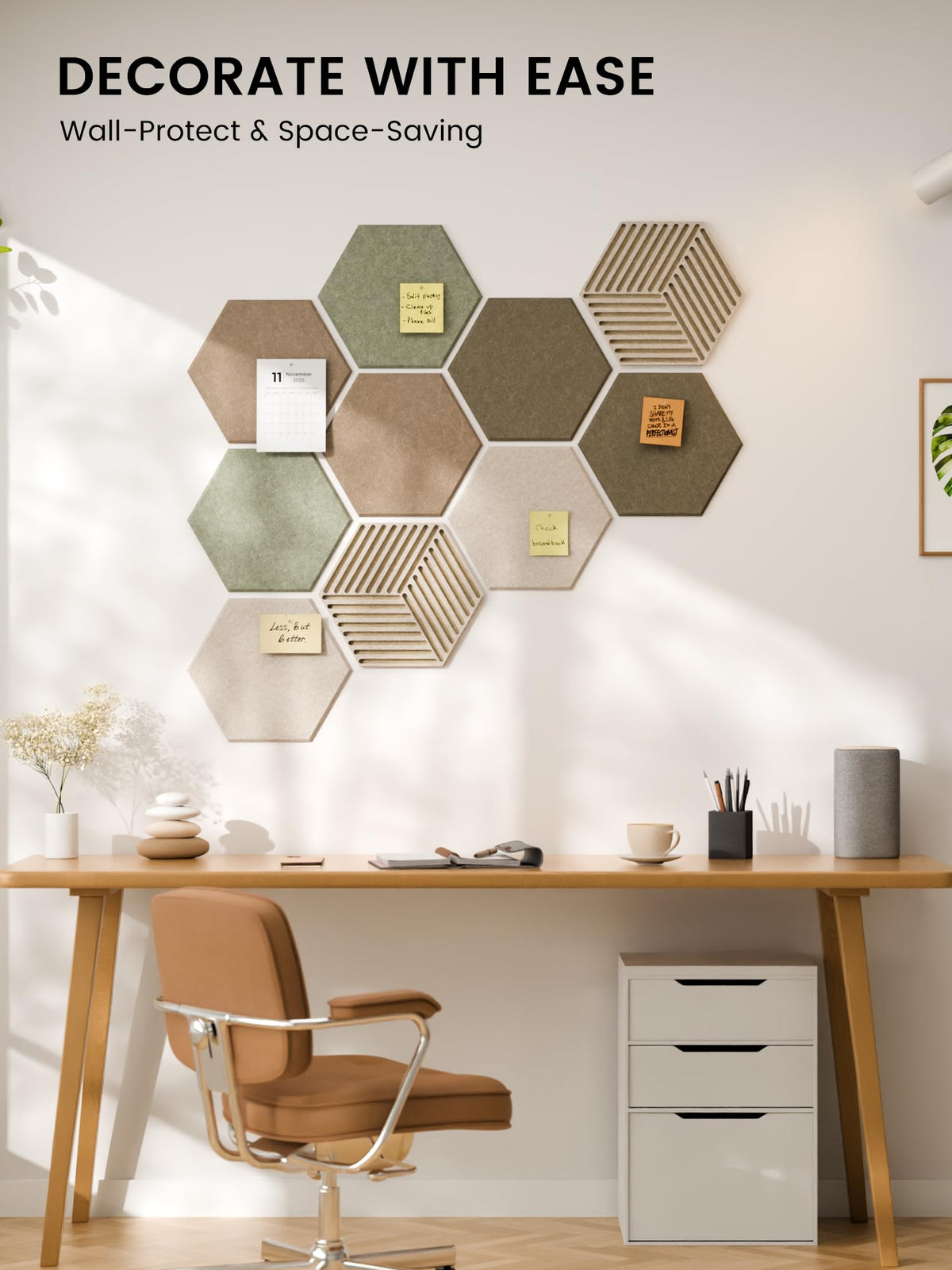 Fluxynara 10-Pack Hexagon Cork Board Alternative, Linen Dusk