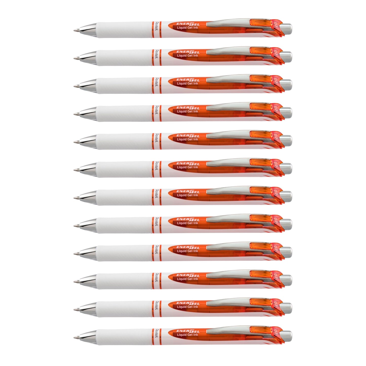 Pentel EnerGel Pearl Retractable Liquid Gel Pen, (0.7mm) Metal Tip, Medium Line, Orange Accent
