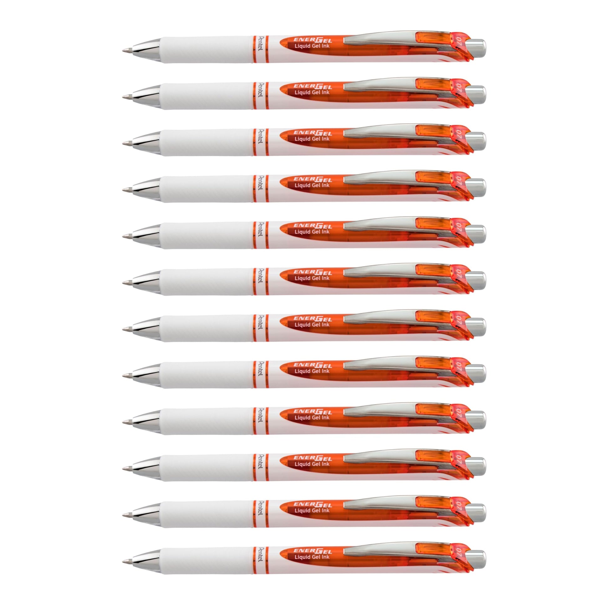 Pentel EnerGel Pearl Retractable Liquid Gel Pen, (0.7mm) Metal Tip, Medium Line, Orange Accent